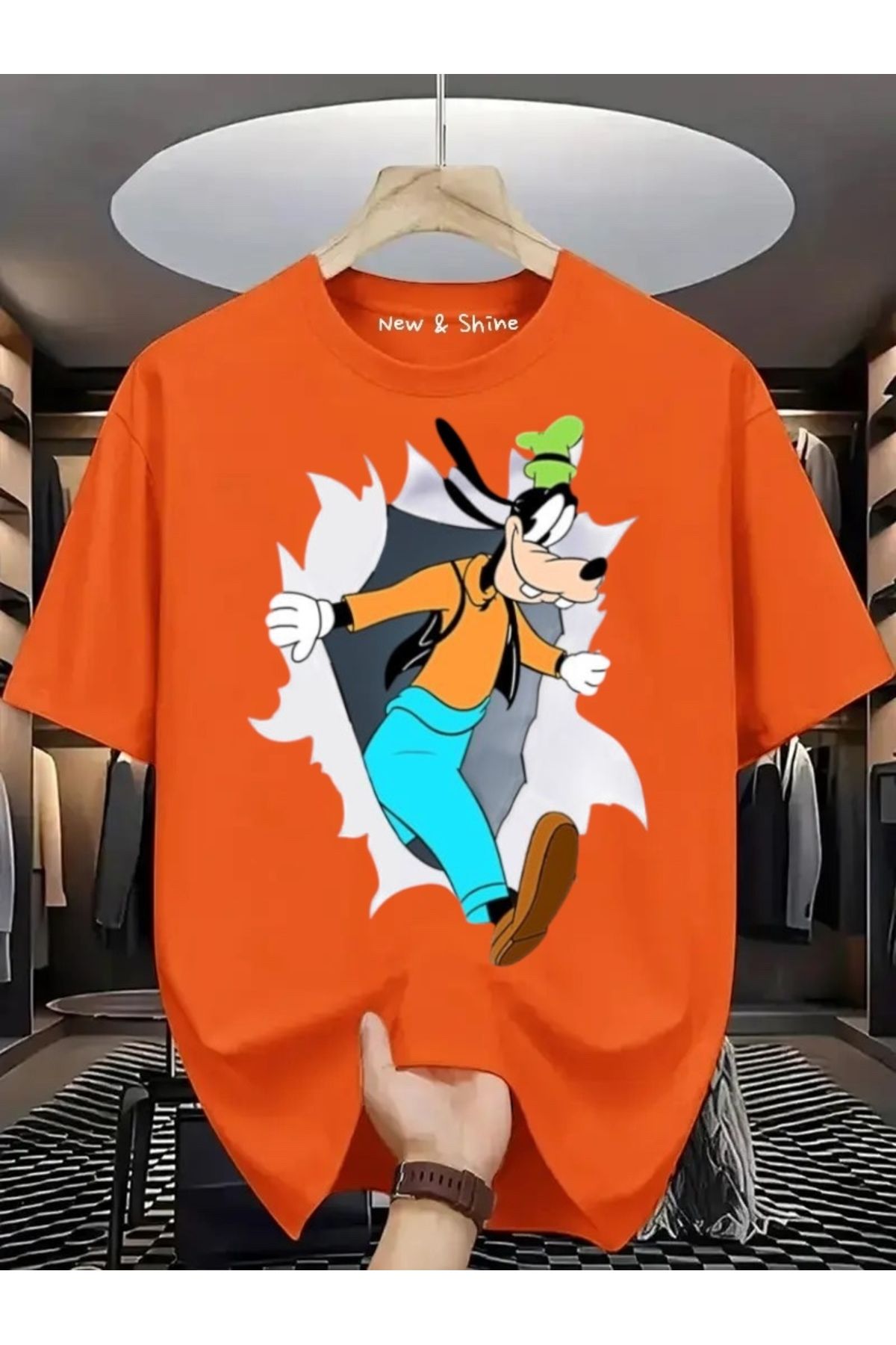 New Shine Goofy Baskılı Büyük Beden Oversize T-Shirt