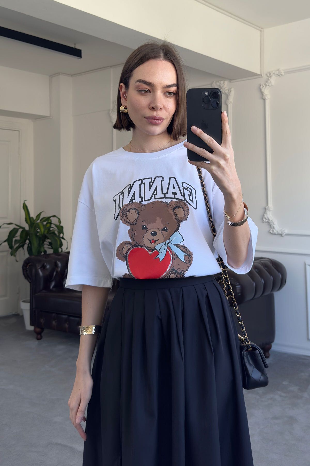 MAGARDE Ayıcık Baskılı Tshirt- BEYAZ