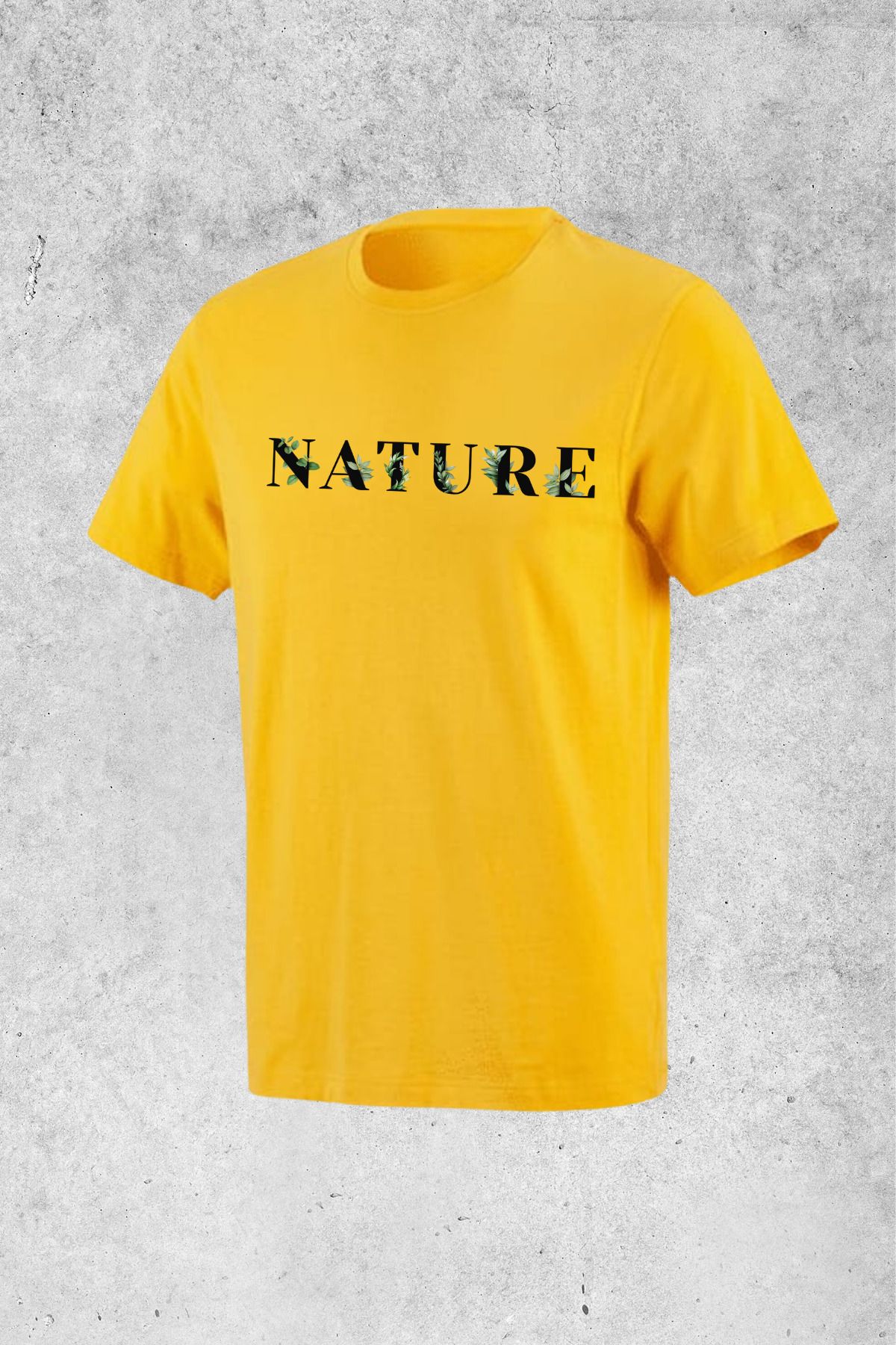 MOLICO Basic unisex sıfır yaka kısa kollu NATURE baskılı tshirt