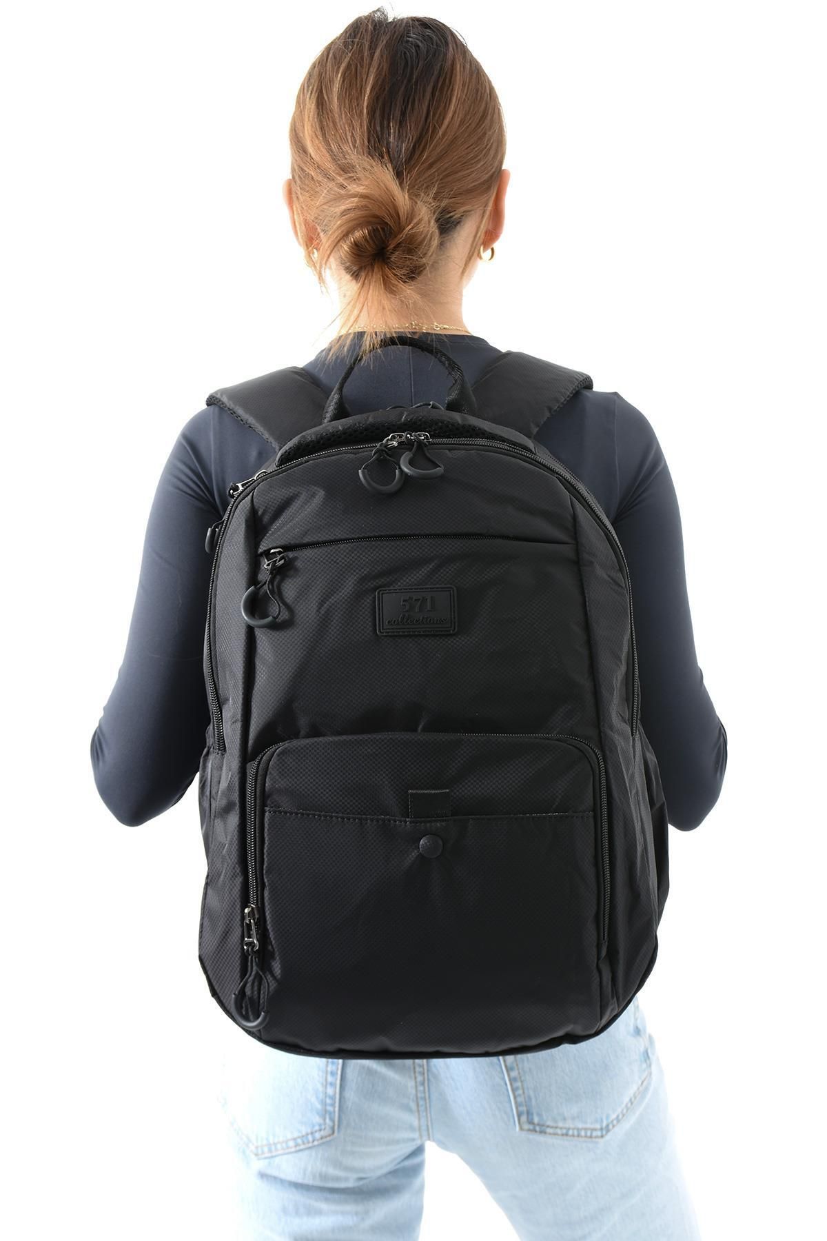 571 Collections Çanta Orta Boy Sırt Çantası Ultra Hafif Çok Cepli Siyah (Model:571-13-9E)