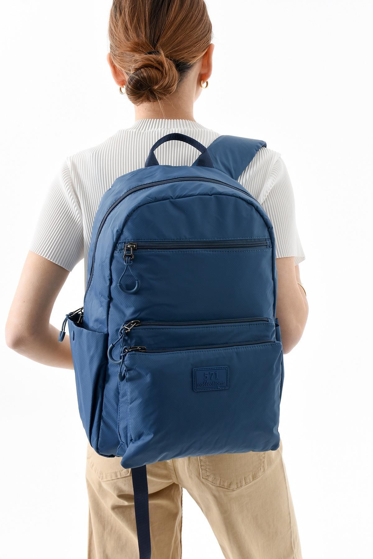 571 Collections Çanta Orta Boy Sırt Çantası Ultra Hafif Çok Cepli Mavi (Model:571-13-9B)