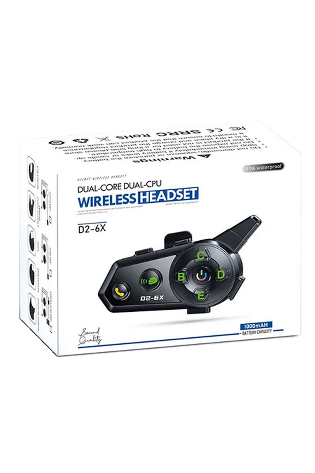 resolut Motosiklet Kask Bluetooth Intercom Seti 6 Kişi paylaşım Su Geçirmez 1000m Mesafeli Müzik Paylaşımlı