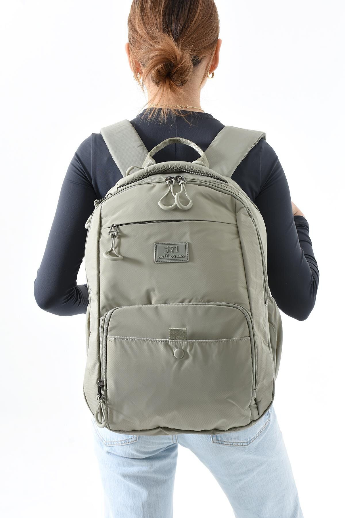 571 Collections Çanta Orta Boy Sırt Çantası Ultra Hafif Çok Cepli Vizon (Model:571-13-9E)