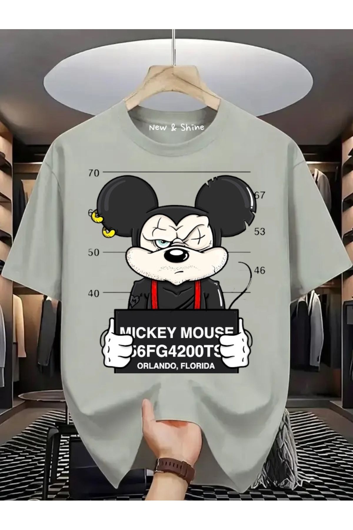 New Shine Mickey Mouse Baskılı Oversize T-Shirt