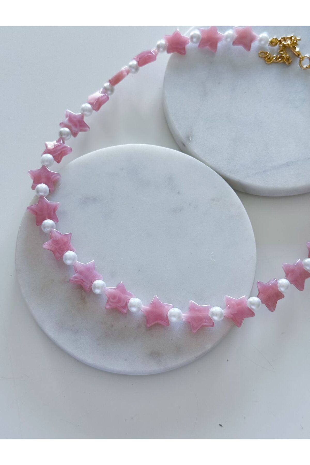 CHARMLUCKY PEMBE YILDIZ-İNCİ KOLYE