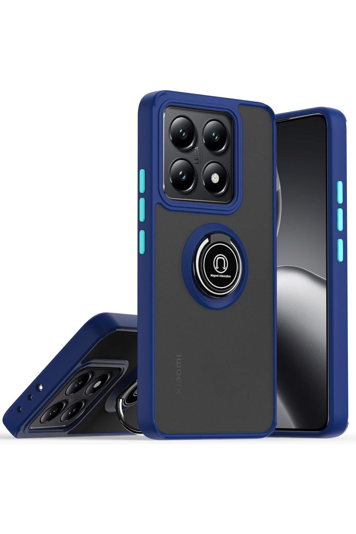 Rivor Xiaomi Mi 14T & 14T Pro Kılıf 3D Kamera Korumalı Buzlu Kenarları Renkli Yüzüklü Sert Silikon Kapak