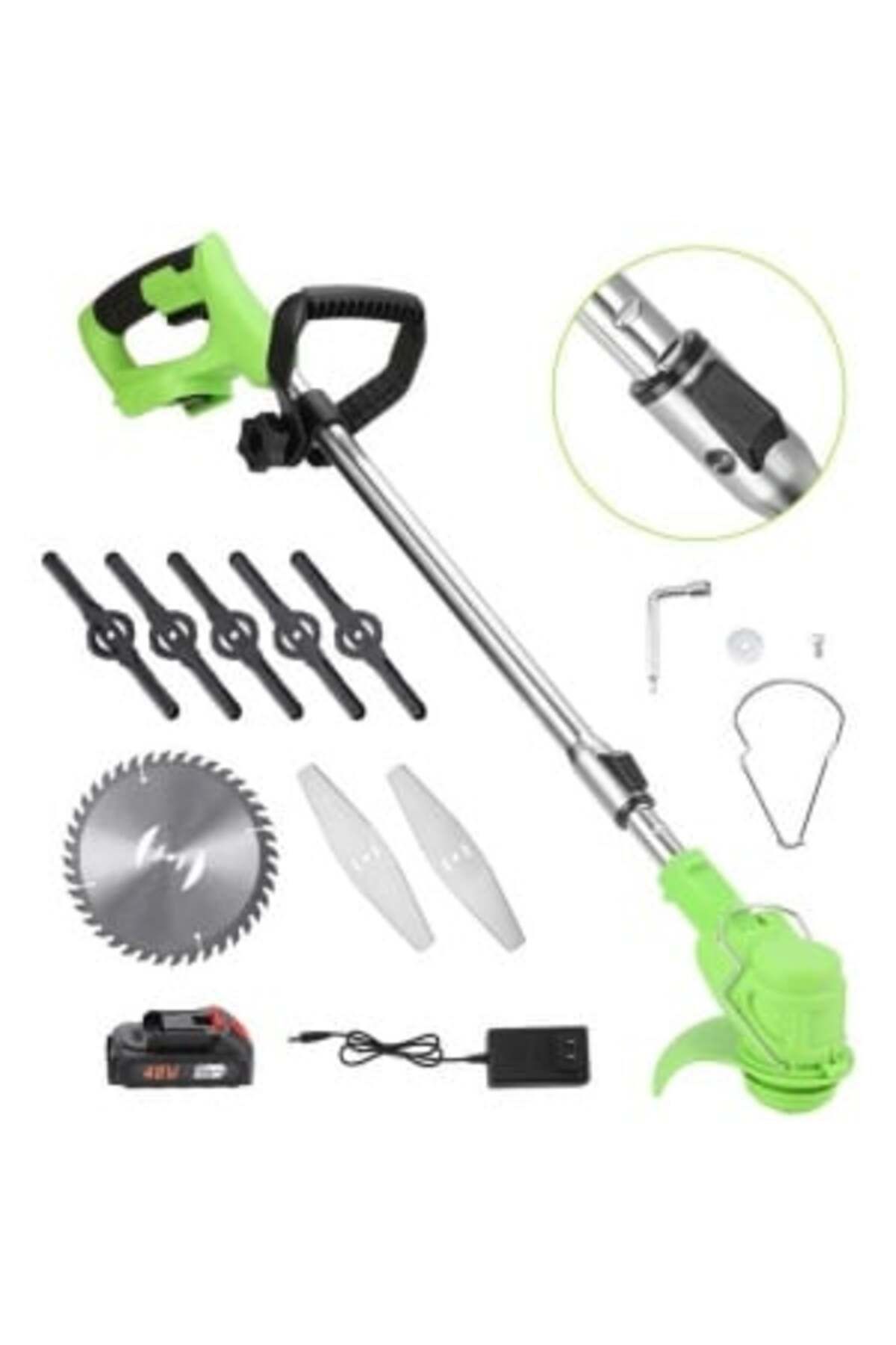 OEM-Electric Brushcutter Set, With 2 Batteries, Power 1500 W, With 3 Cutting Angles, With Wheels 3