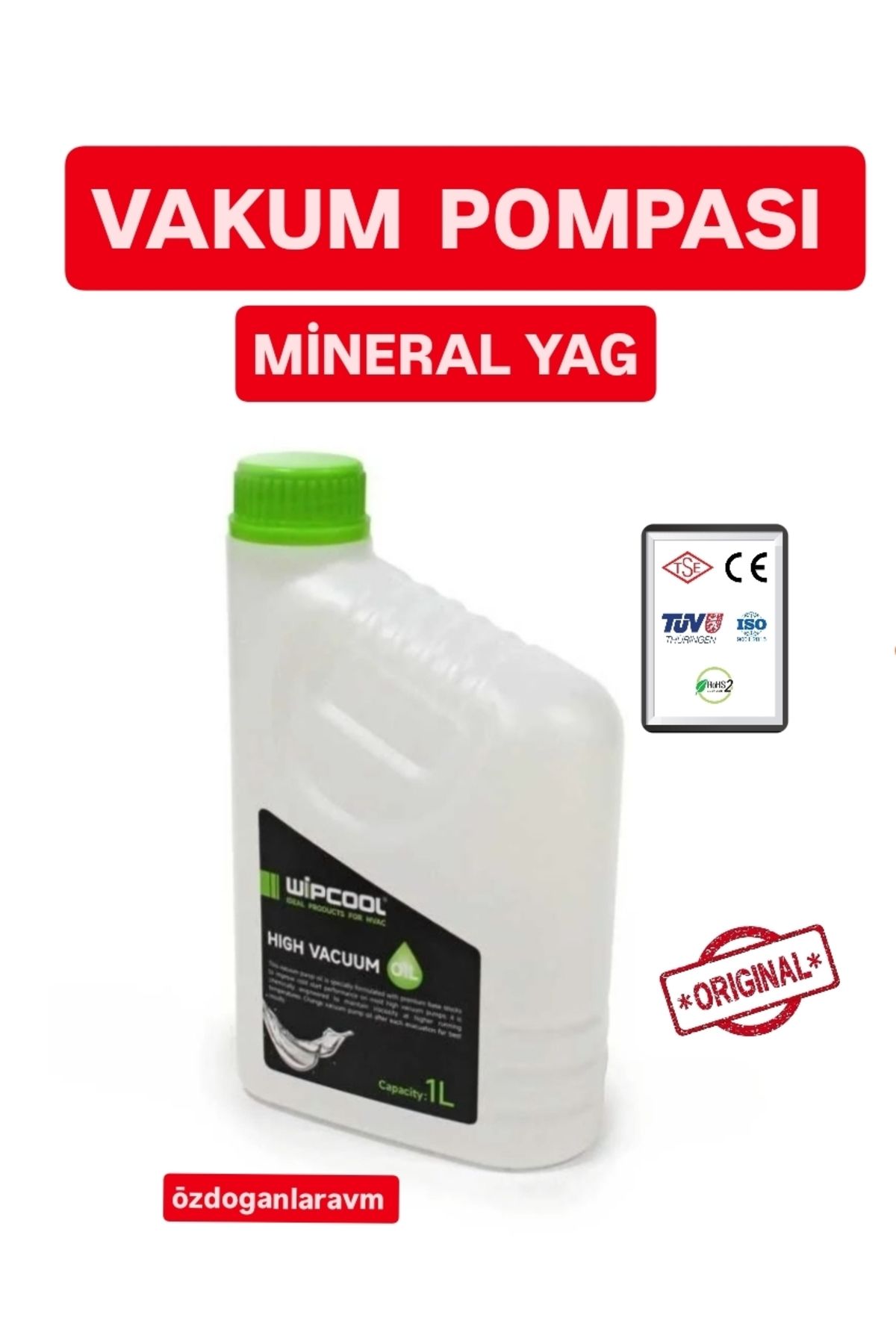Dogant Wipcool Vakum Pompası İçin Mineral Yağ, Vakum Pompası Yağı 1 Lt, Oil Yağı