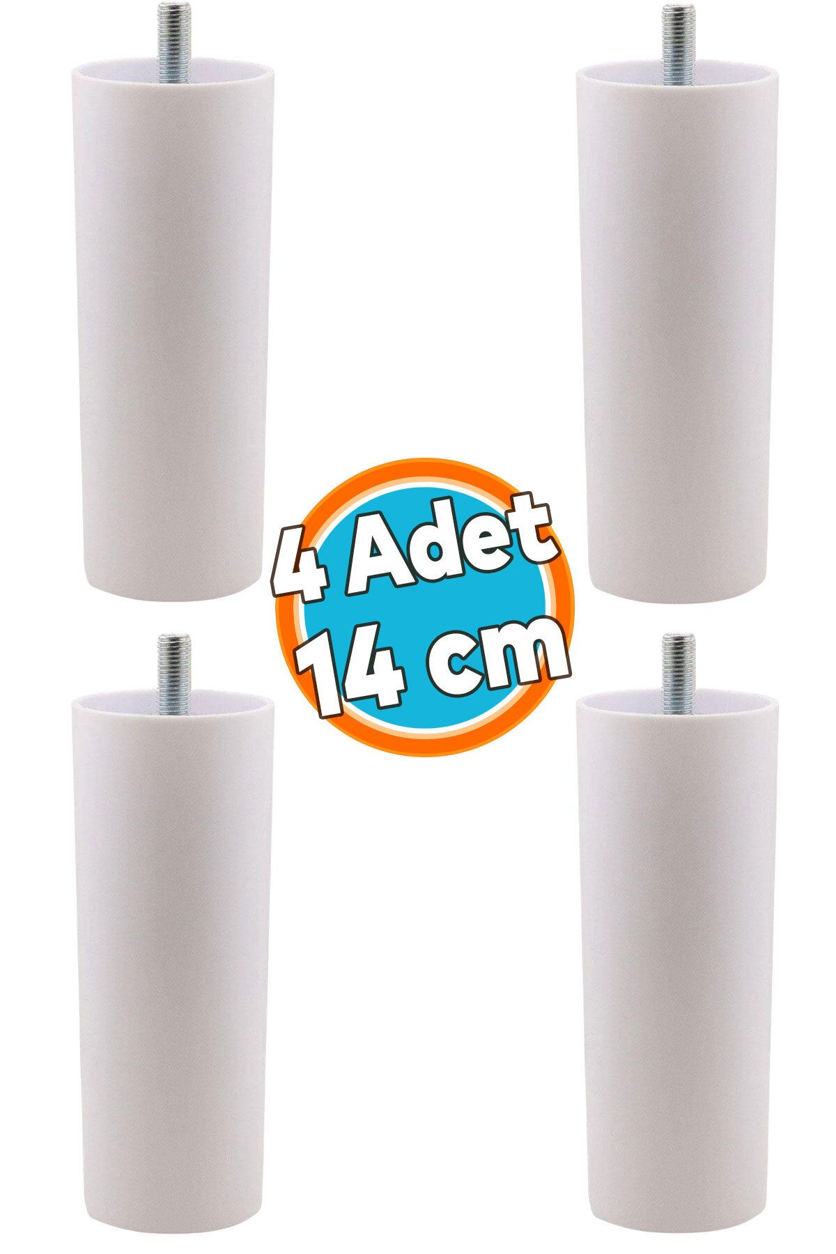 NZB 4 Adet Mobilya Kanepe Koltuk Baza Yükseltme M8 Civatalı İnce Diş Destek Ayağı Ayakları Beyaz 14 cm