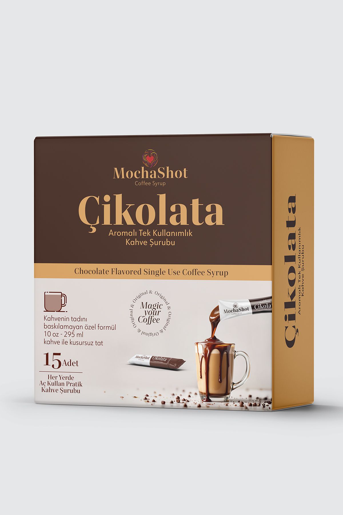 Mocha Shot MochaShot Çikolata Aromalı Tek Kullanımlık Kahve Şurubu 20 ml x 15 Adet