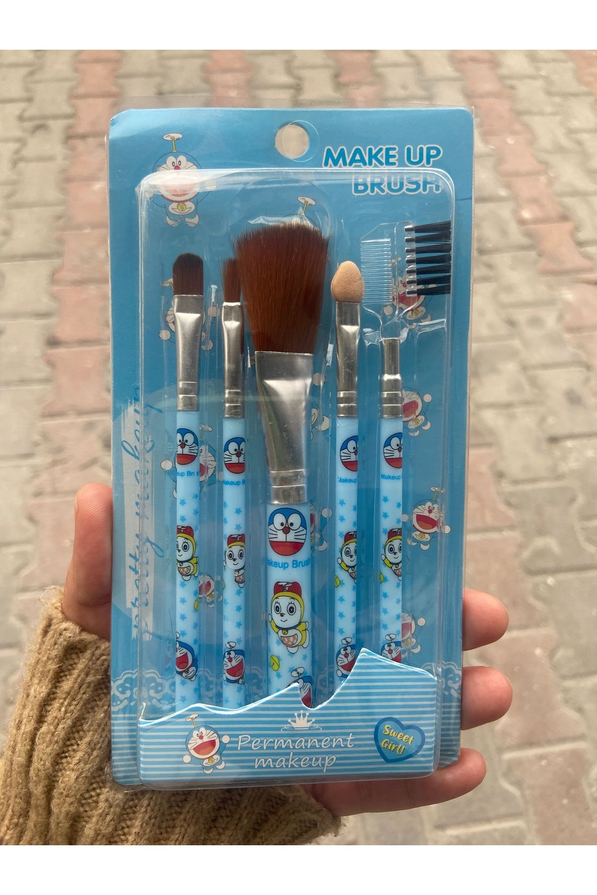 synshop Doraemon Karekter Figür Makyaj Fırça Set Allık Far Kaş Ruj