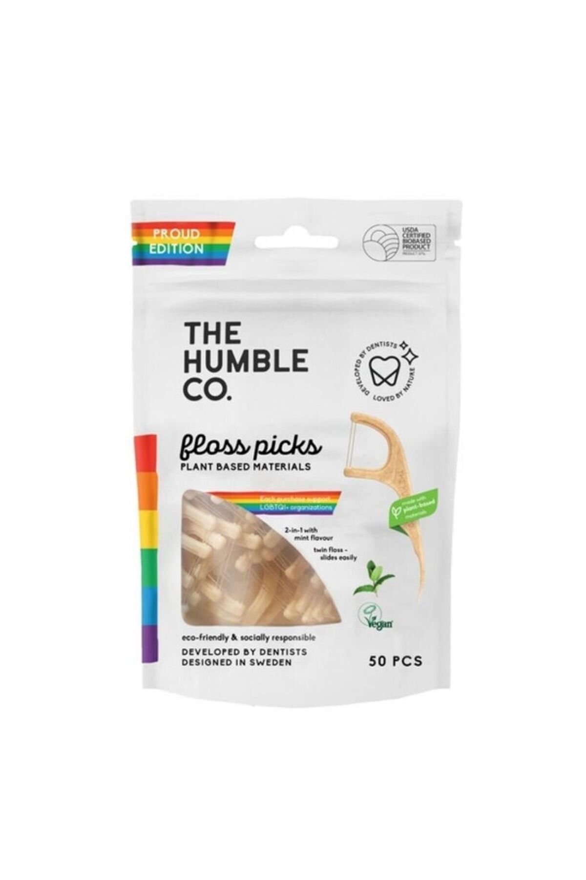 Humble Brush The Humble Co Nane Tadı Kürdanlı Diş İpi 50 Adet - Gökkuşağı