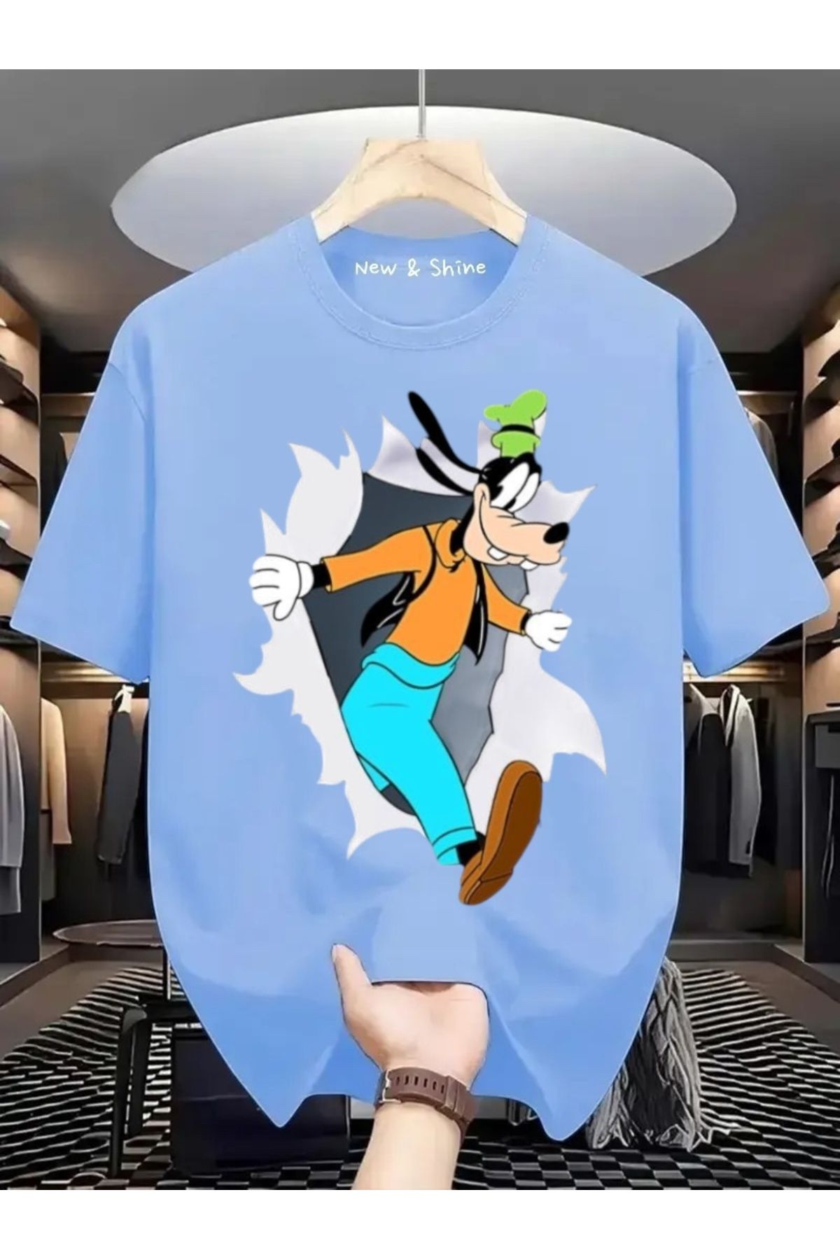 New Shine Goofy Baskılı Büyük Beden Oversize T-Shirt