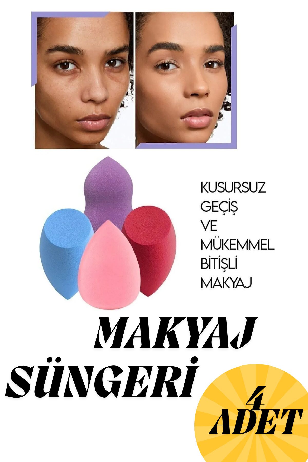 Armut Sünger Seti 4'lü Makeup Sponges Fondöten Emmeyen Sponge