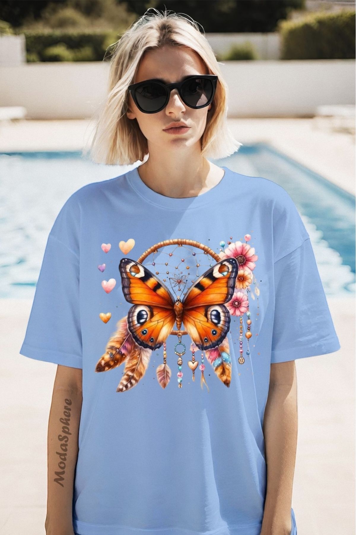 ModaSphere BASKILI BİSİKLET YAKA KISA KOLLU TİŞÖRT