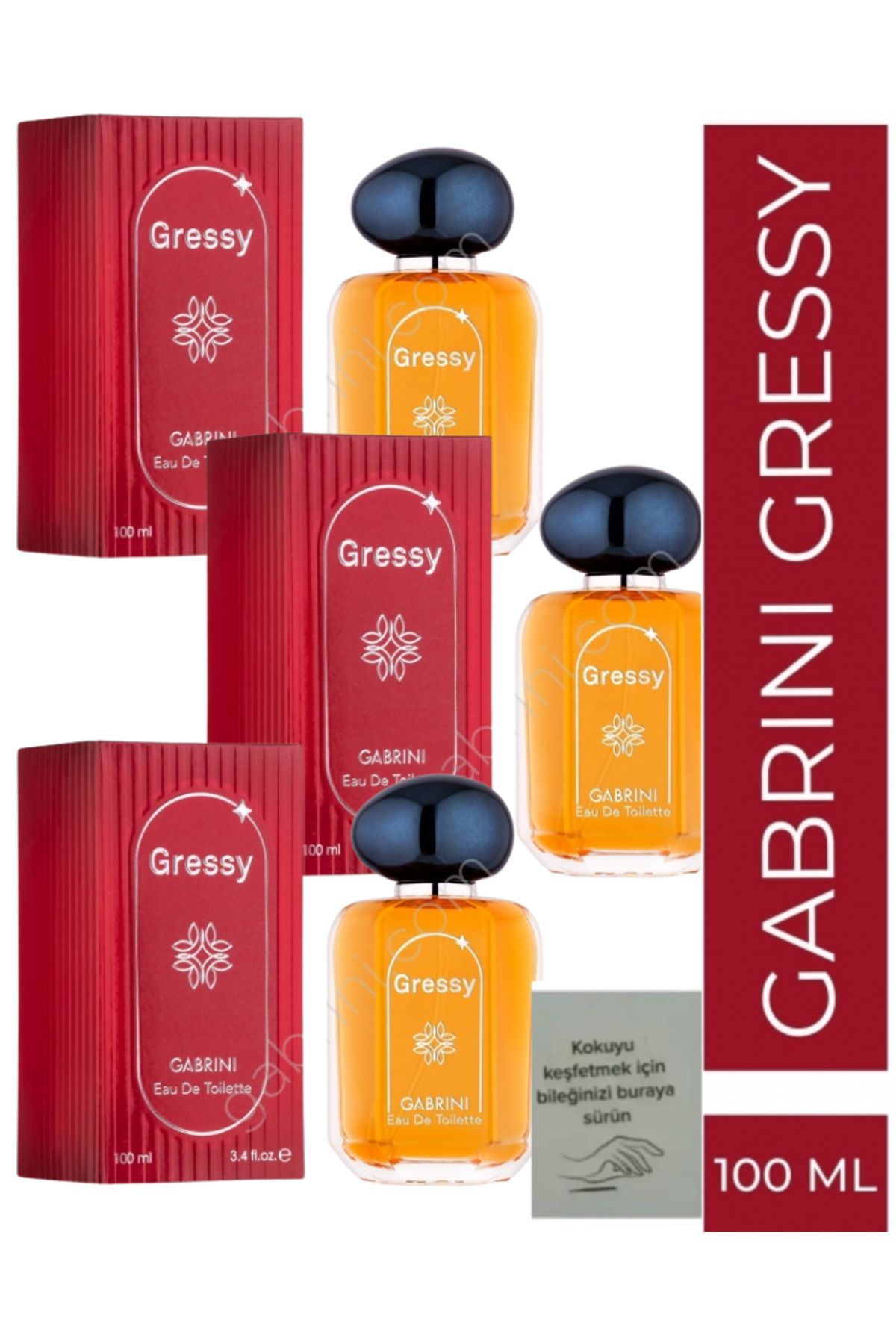 Gabrini Gressy EDT 100 ml 3 adet + koku kartı hediye