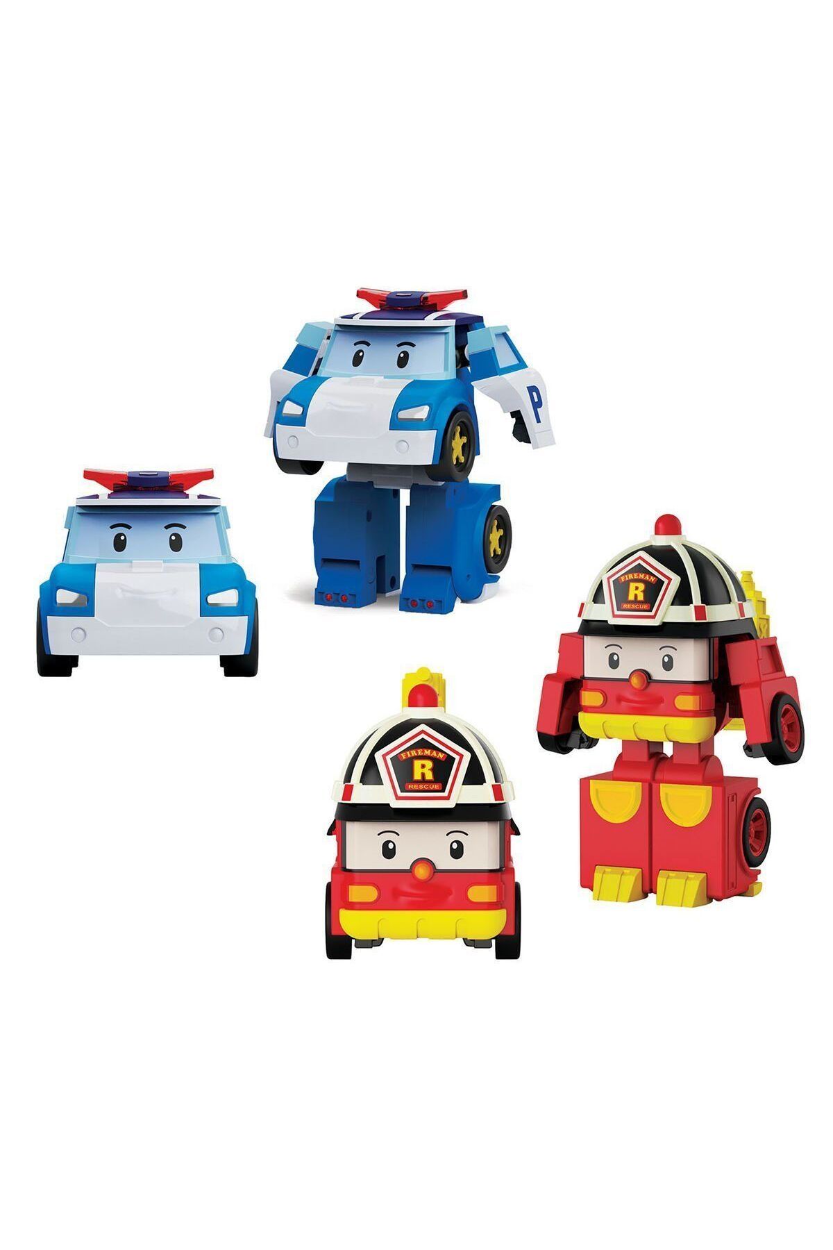 melfxxl eticaret POLI MRT-674 Robocar Poli Mini Transforming Kasabanın Kurtarma Araçları 4lü Set