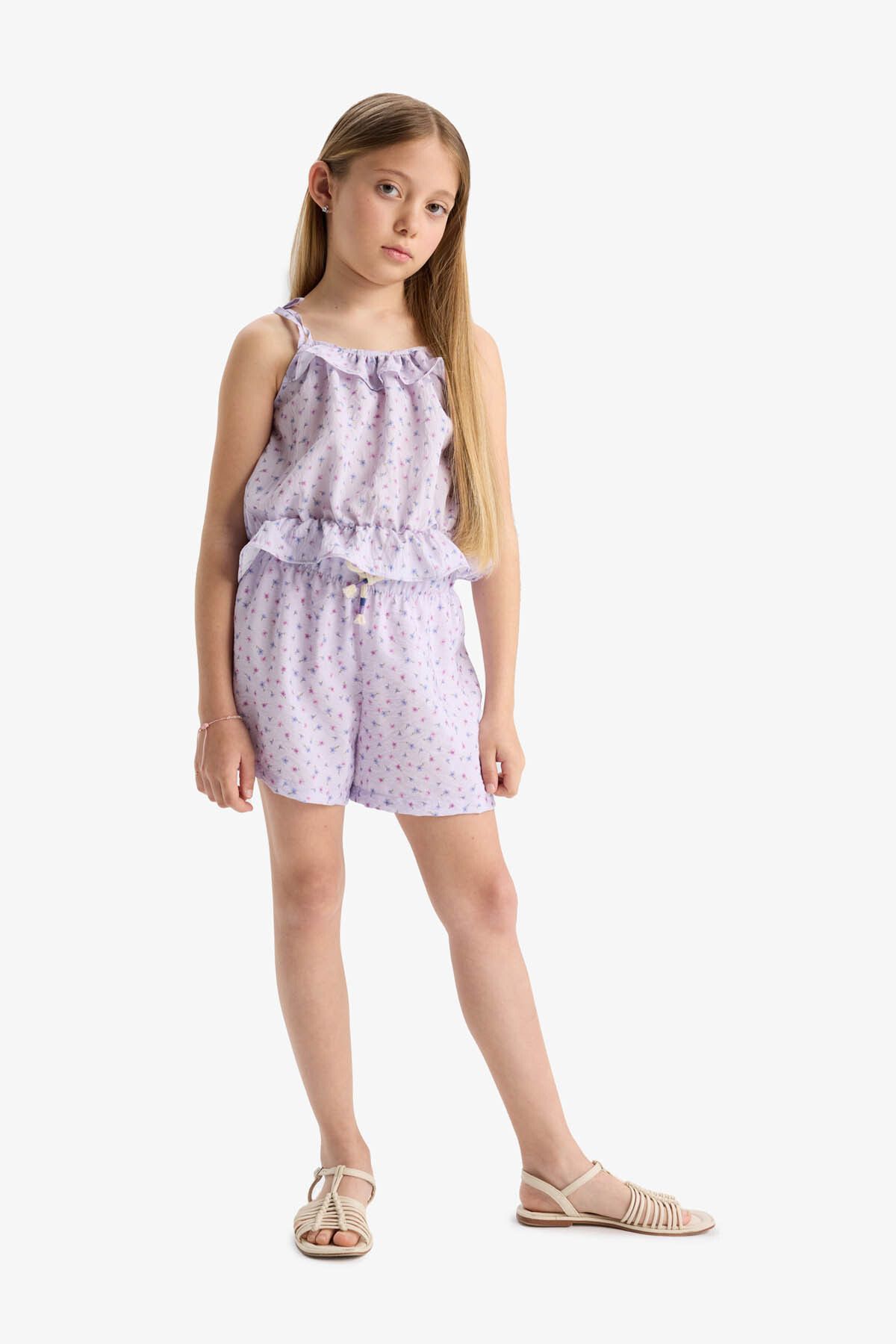 DeFacto-Girl's Patterned Shorts with Elastic Waist D7615A825Hs 2