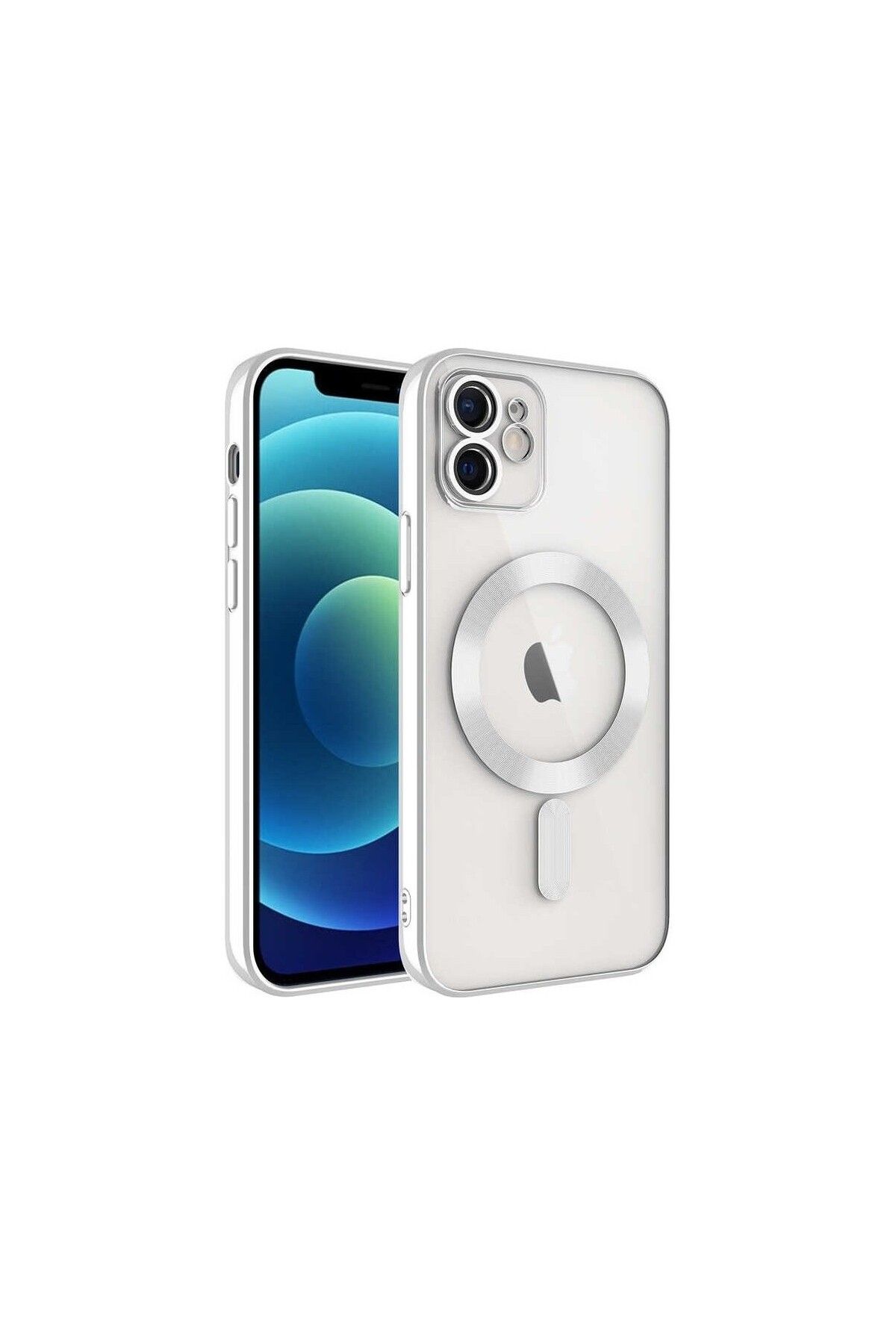 ADAMAN iPhone 12 Kılıf Magsafe Uyumlu Lazer Silikon Kılıf - Gri