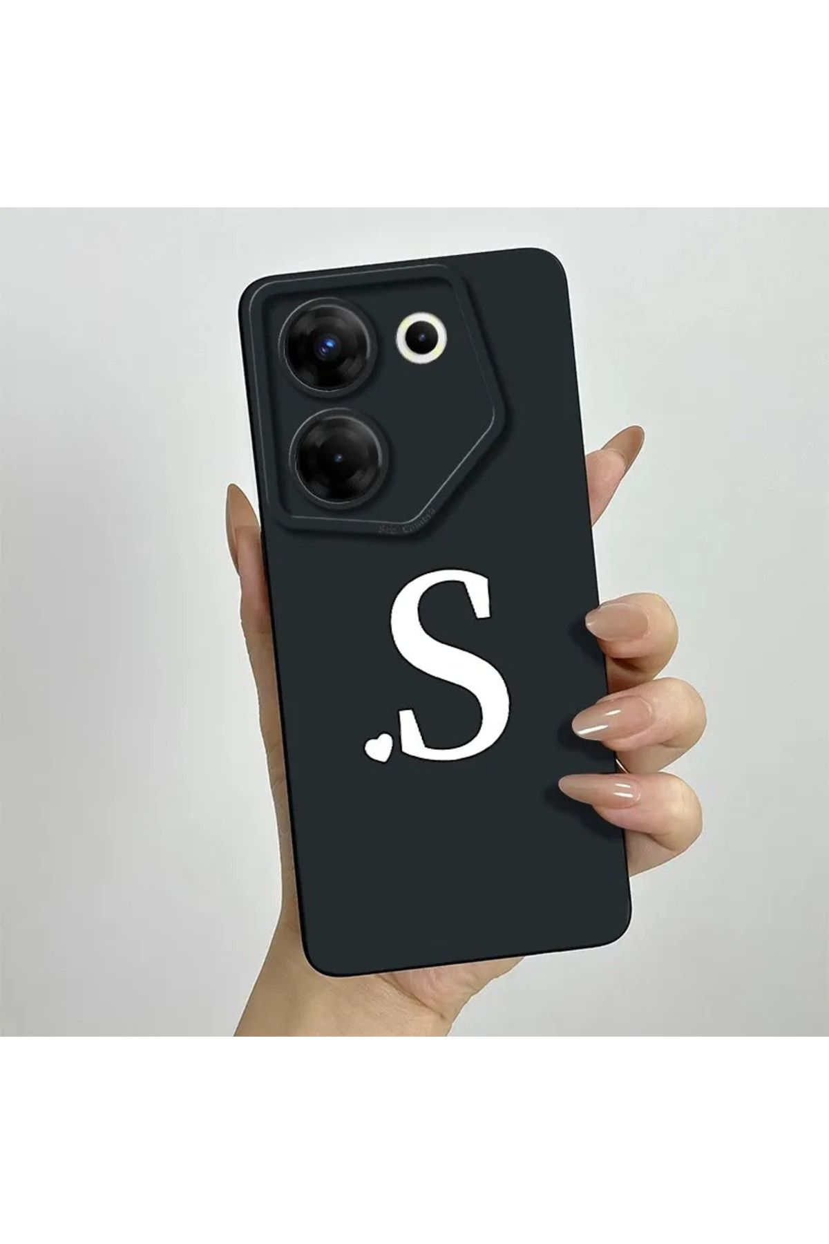 Rotaks Tecno Camon 20 Pro 5g Uyumlu Harfli Taç Baskılı Kişiye Özel Silikon Telefon Kılıfı - S