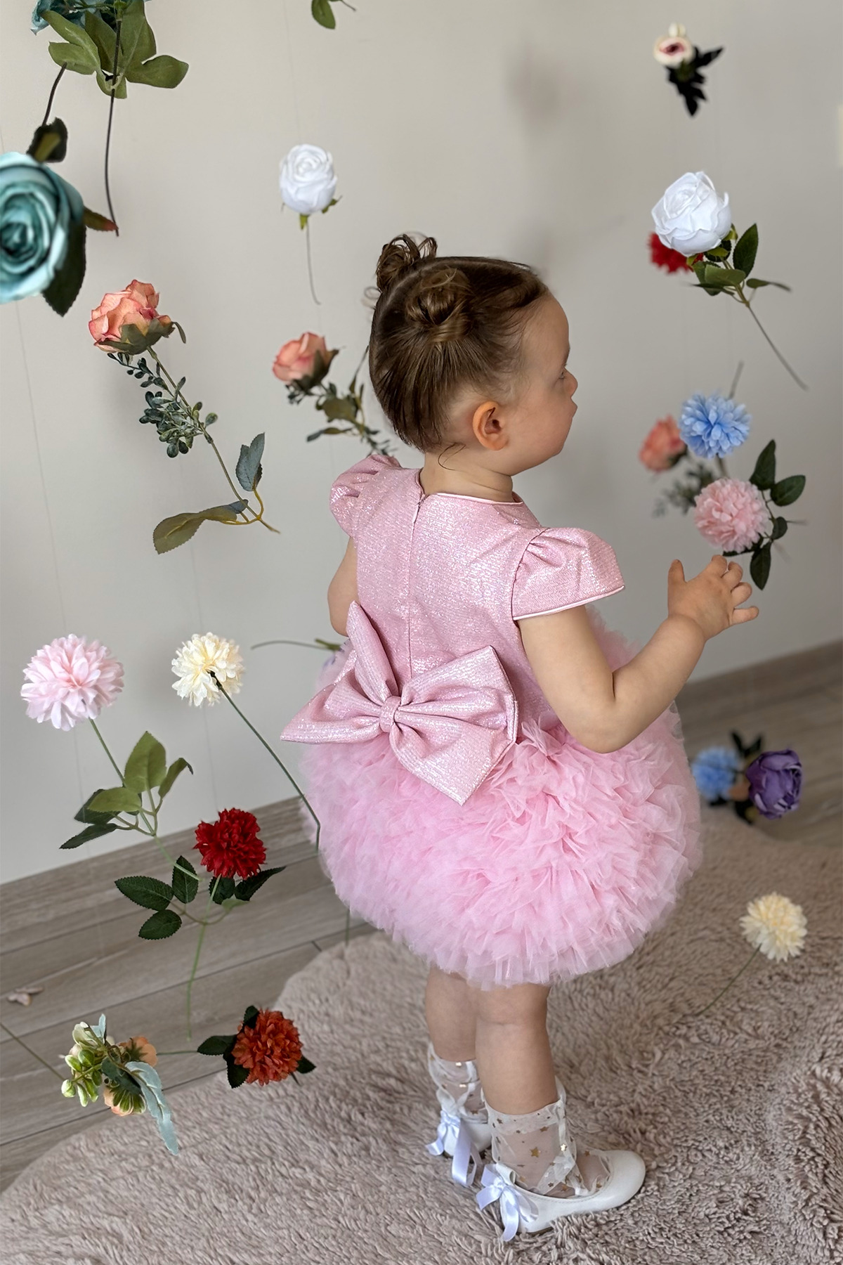 ALYRA Kız Bebek Elbise Kısa Kollu Tüllü Tütü Özel Gün Parti Doğum Günü Düğün Prenses Kız Çocuk Elbise fotoğrafı 4 (önizleme)