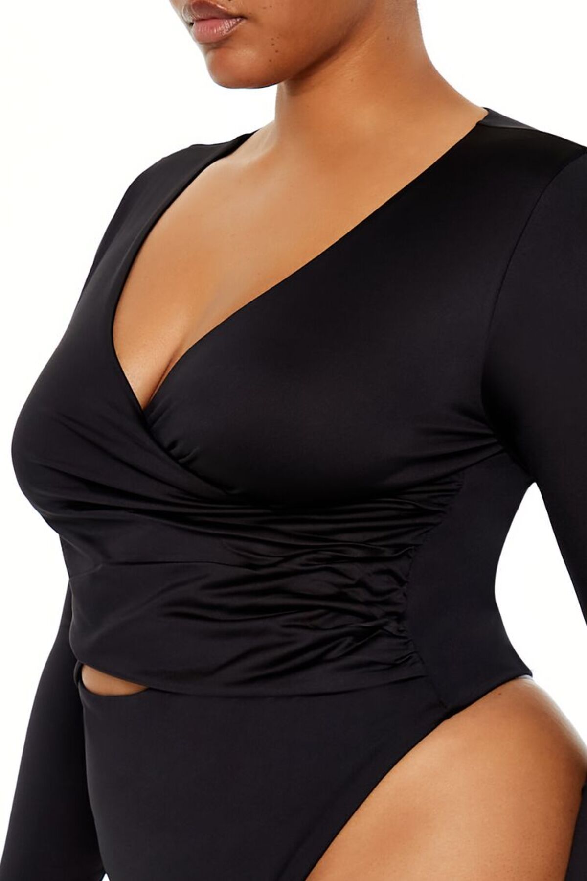 Forever 21 Plus Size Kruvaze Yaka Bodysuit