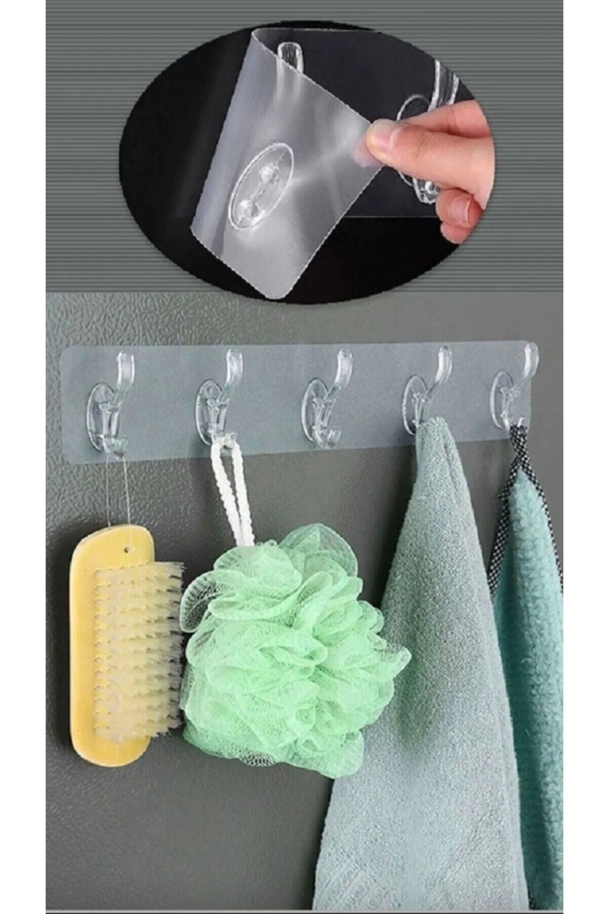 kaya avm 3'lü Yapışkanlı Şeffaf Duvar Askısı Banyo Mutfak Düzenleyici Askı Pratik Kanca Askılık
