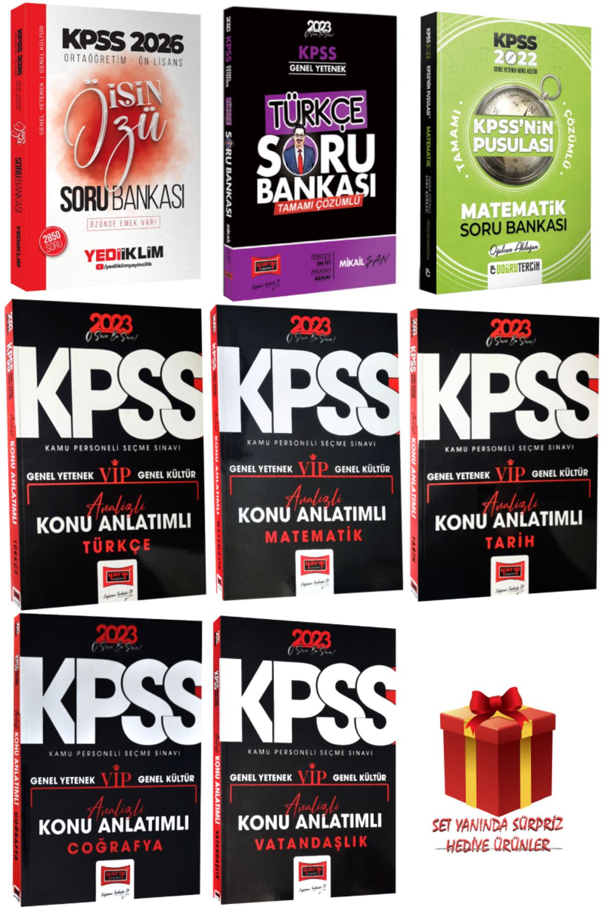 Yediiklim Yayınları 2026 KPSS Ortaöğretim-Ön Lisans İşin Özü+Türkçe Matematik Soru Bankası+Tüm Dersler Konu Anlatımlı