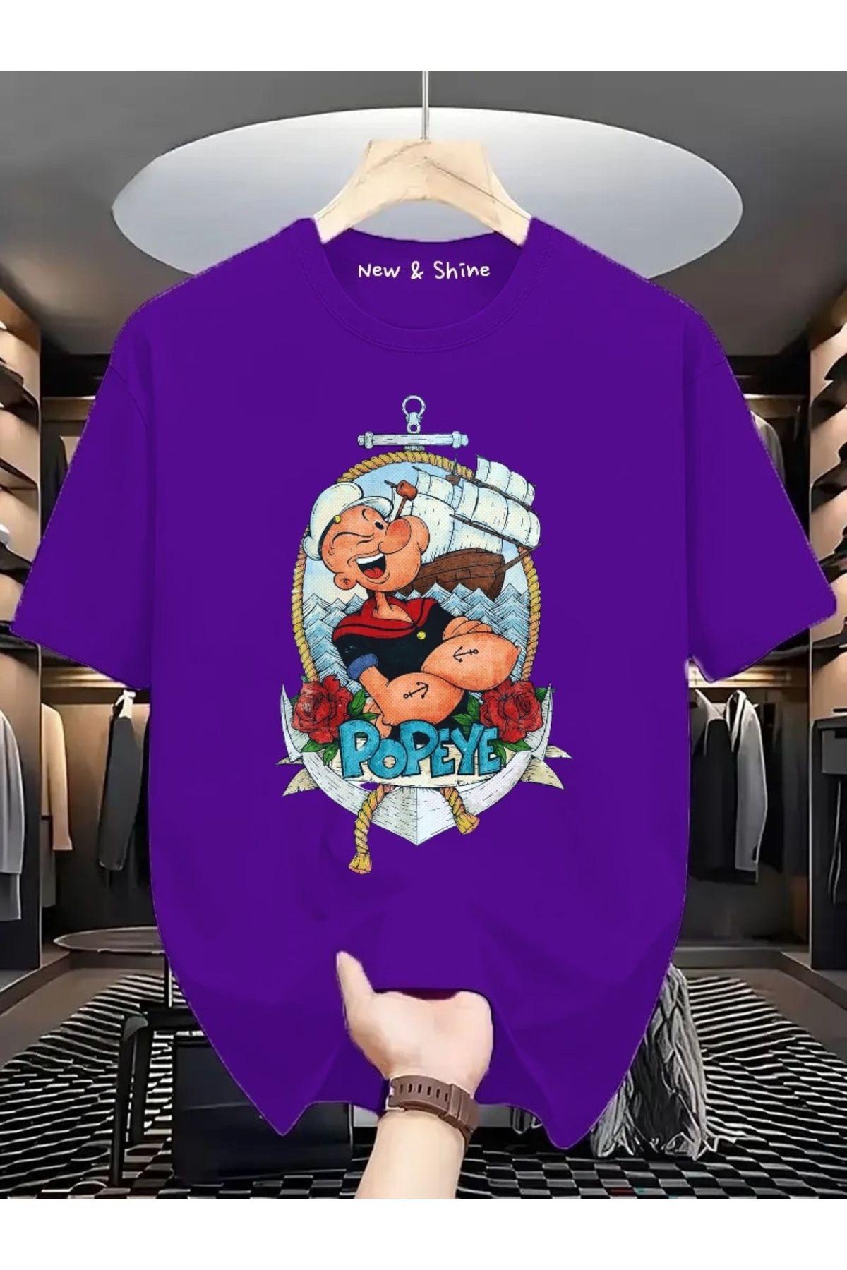 New Shine Temel Reis Baskılı Büyük Beden Oversize T-Shirt