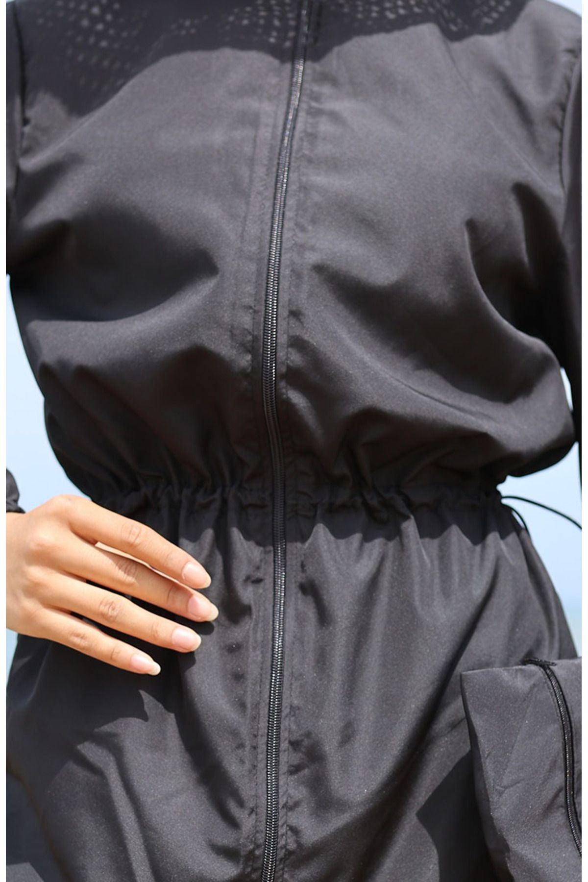 sefamerve-Hijab Hijab-Badeanzug mit elastischer Taille und Tasche 5035-02 Schwarz 4