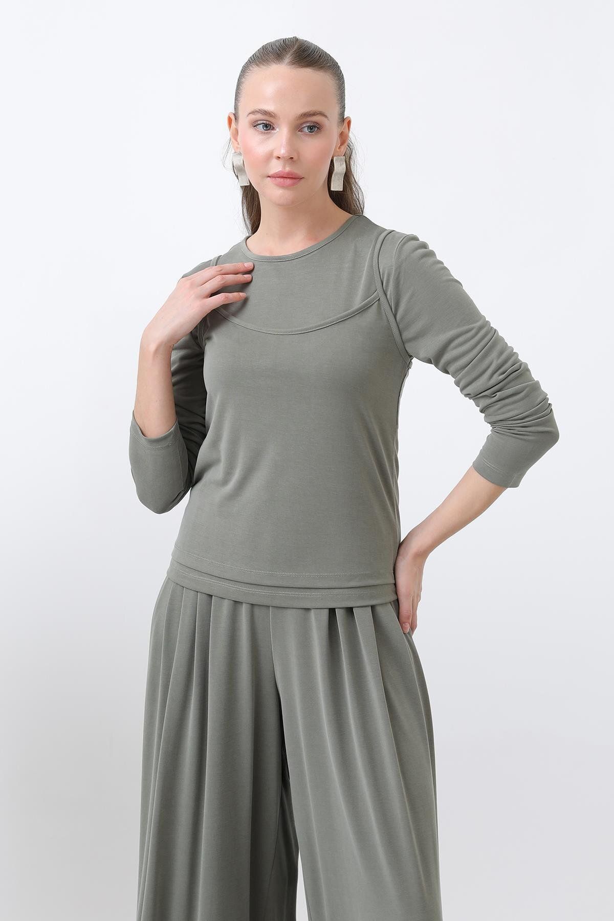 Soul Kadın Atlet Detaylı Bluz -32262BLZ - KHAKI