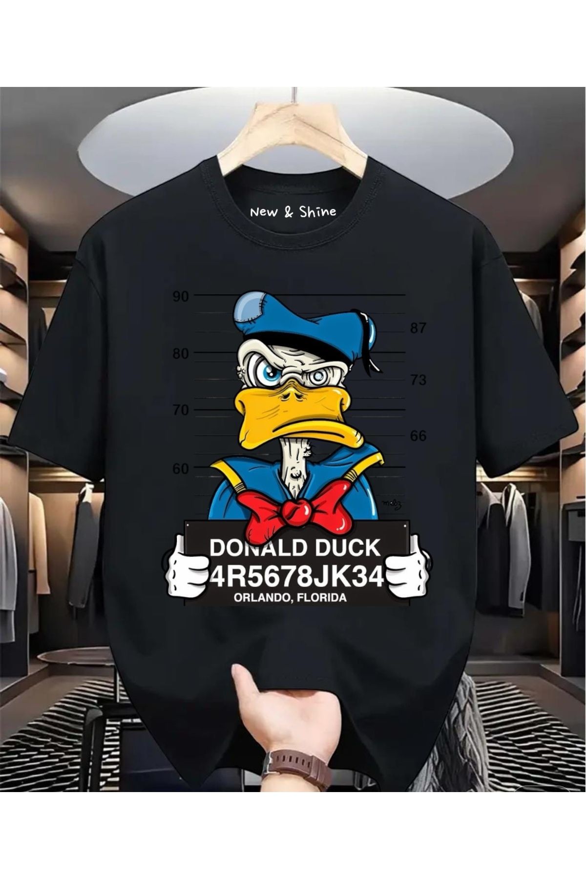 New Shine Donald Duck Baskılı Büyük Beden Oversize T-Shirt