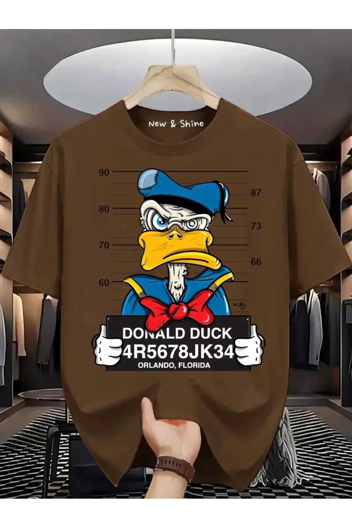 New Shine Donald Duck Baskılı Büyük Beden Oversize T-Shirt
