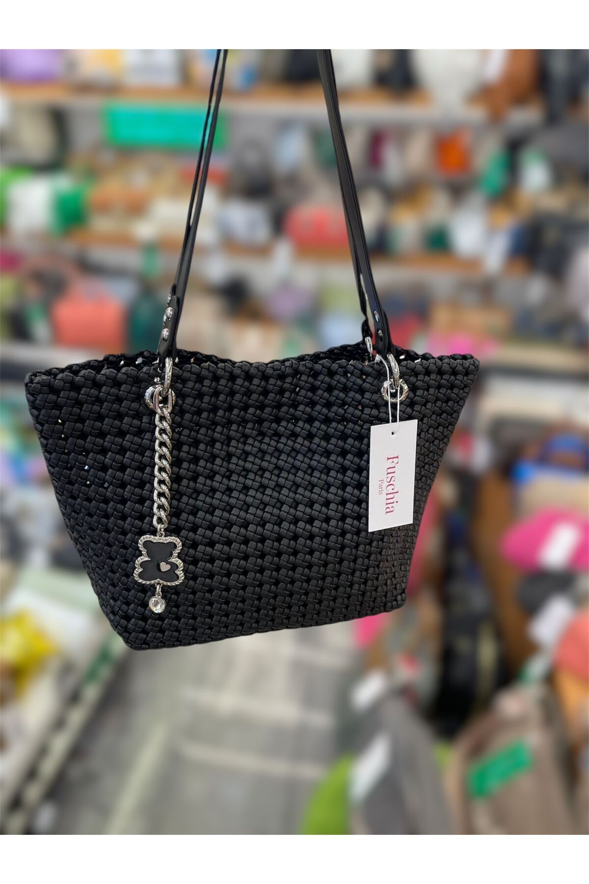 Fuschia Paris Siyah Kafesli Kadın Çantası