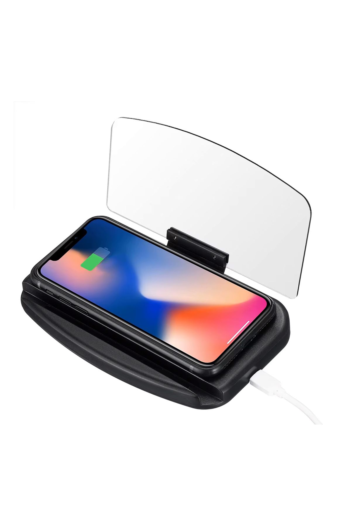 Mega Oto Market FR-425 Qi Kablosuz Şarjlı HUD Telefon Tutucu Navigasyon Araç Ekranı Yansıtmalı ve Şarj Standı