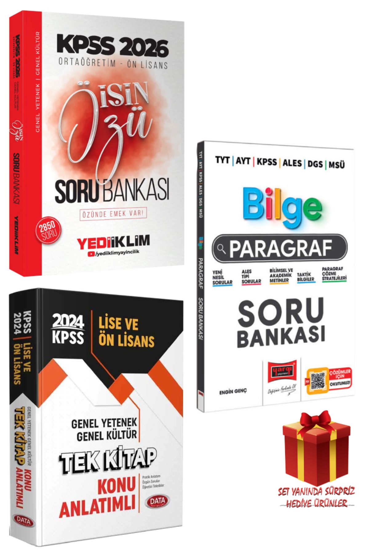 Yediiklim Yayınları 2026 KPSS Ortaöğretim-Ön Lisans İşin Özü Soru Bankası+Tek Kitap Konu Anlatımlı+Paragraf Soru Bankası