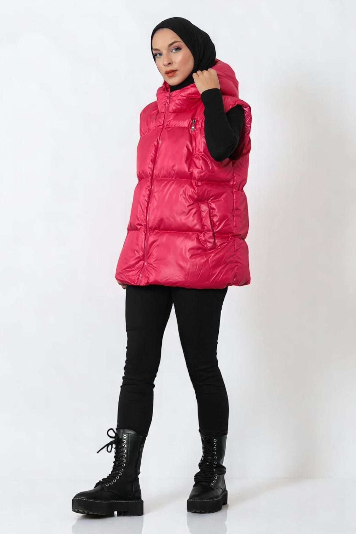 Missvalle Boyfriend Şişme Yelek Pembe 9468