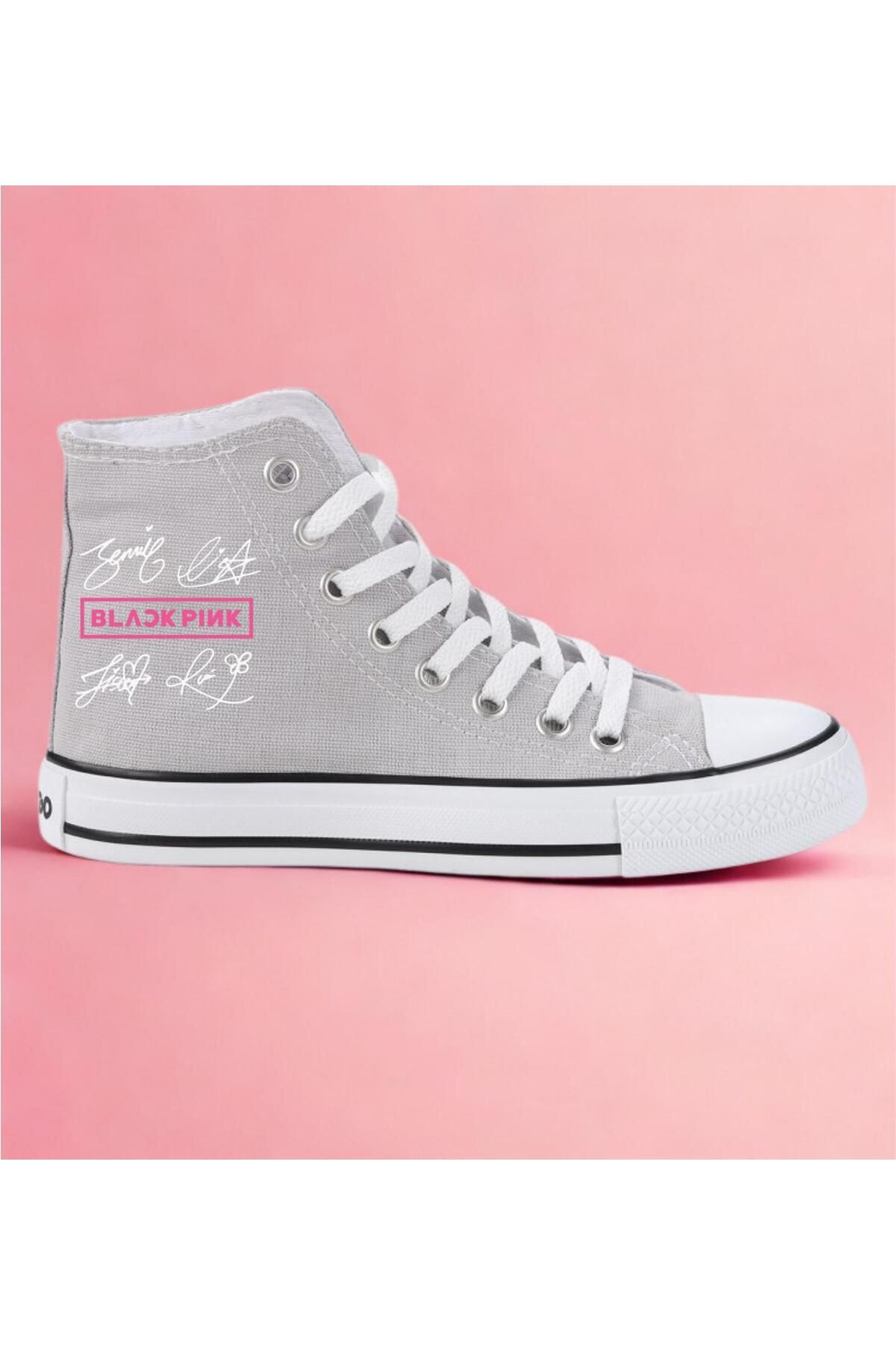 LEVENT ÖZCAN İmzalı Black Pink Baskılı, Gri Bilekli Spor Ayakkabı, Çocuk Sneaker