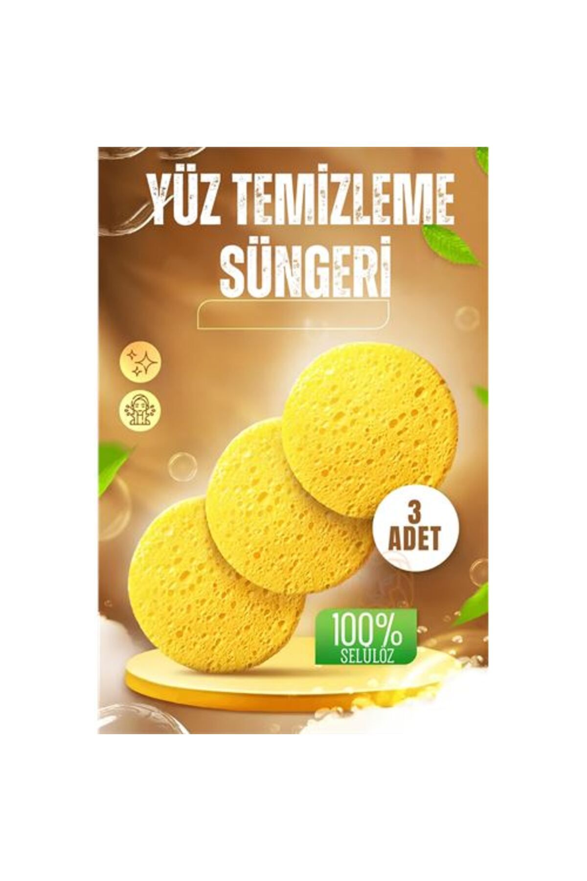 NEZADE STORE Makyaj Temizlik Pedi Cilt Temizlik Süngeri Doğal Selülöz 3 ADET