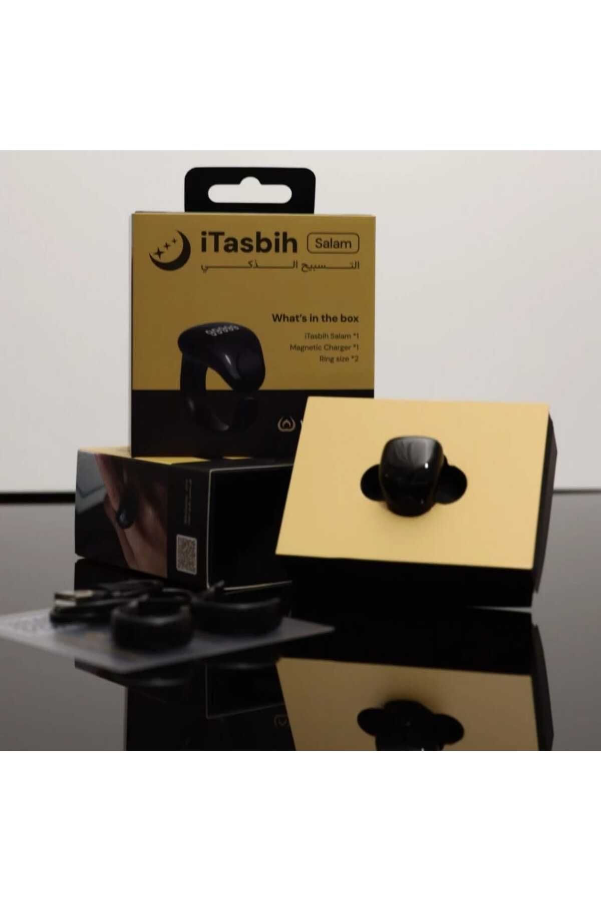 Generic-20mm and 22mm Smart Tasbih Ring Waterproof with Vibration Reminder, Tasbih Counter and Bluetooth Connection Black 4