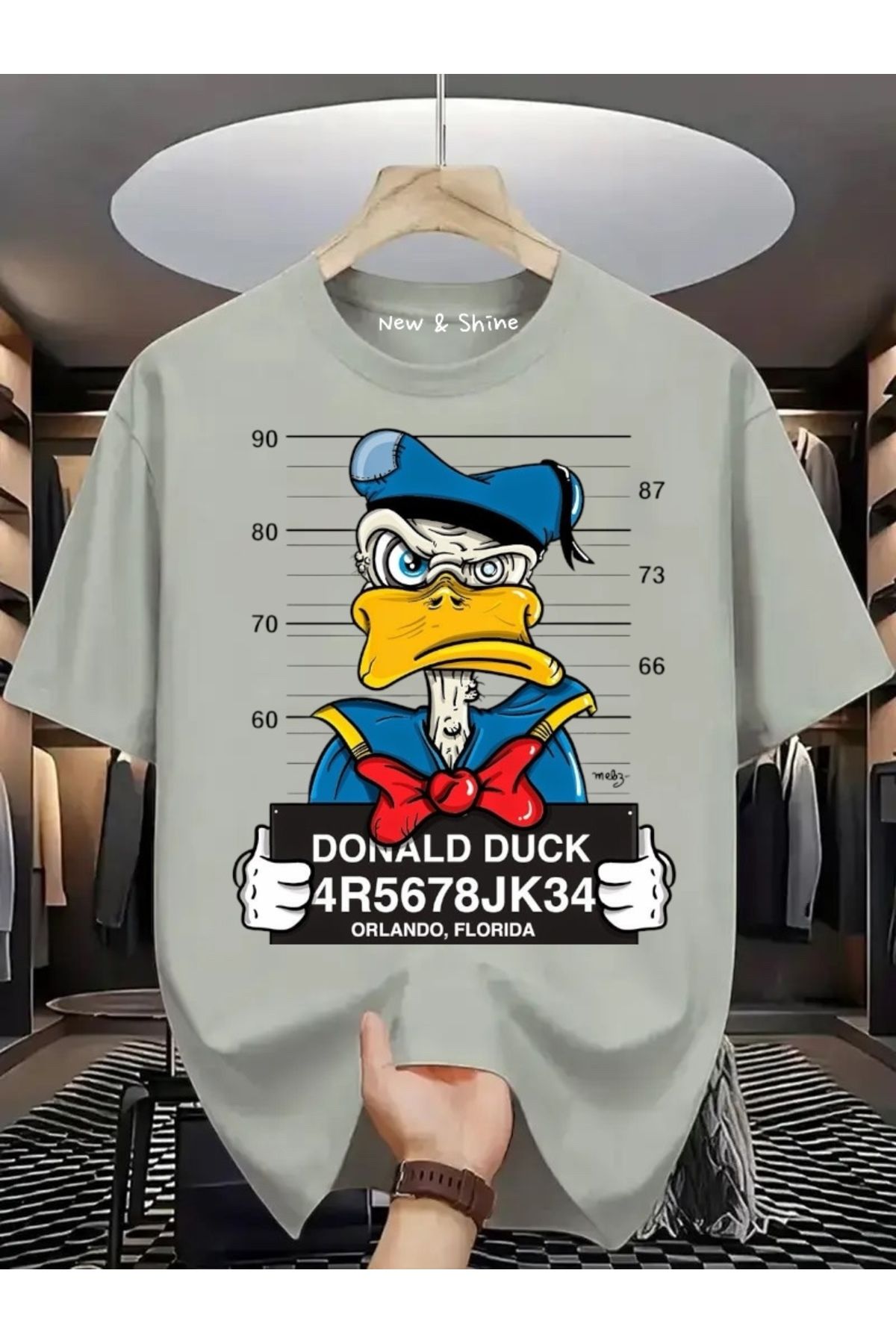 New Shine Donald Duck Baskılı Büyük Beden Oversize T-Shirt