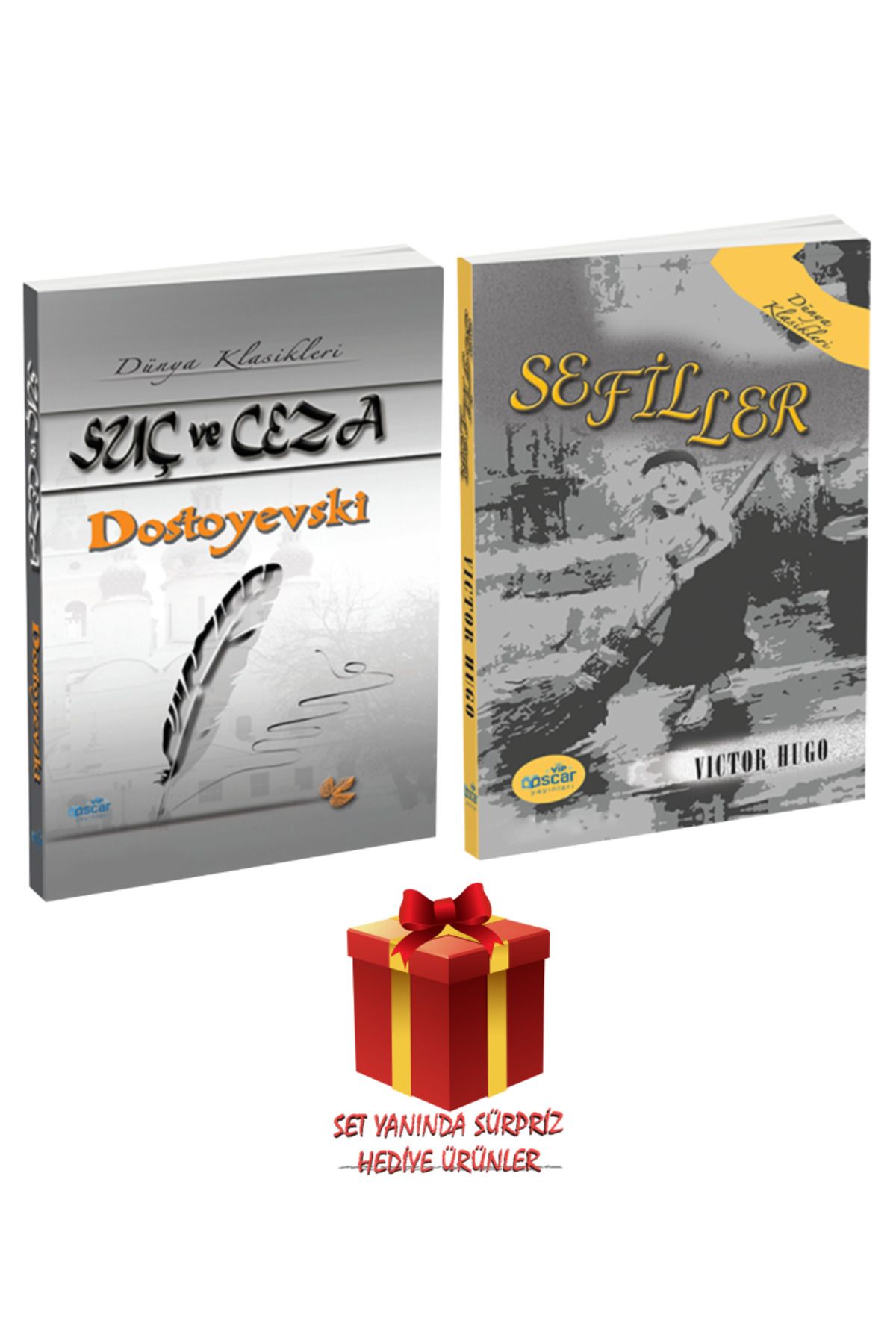 Panem Yayınları Dünya Klasikleri Seti: Dostoyevski Suç ve Ceza + Victor Hugo Sefiller + Sürpriz Hediye