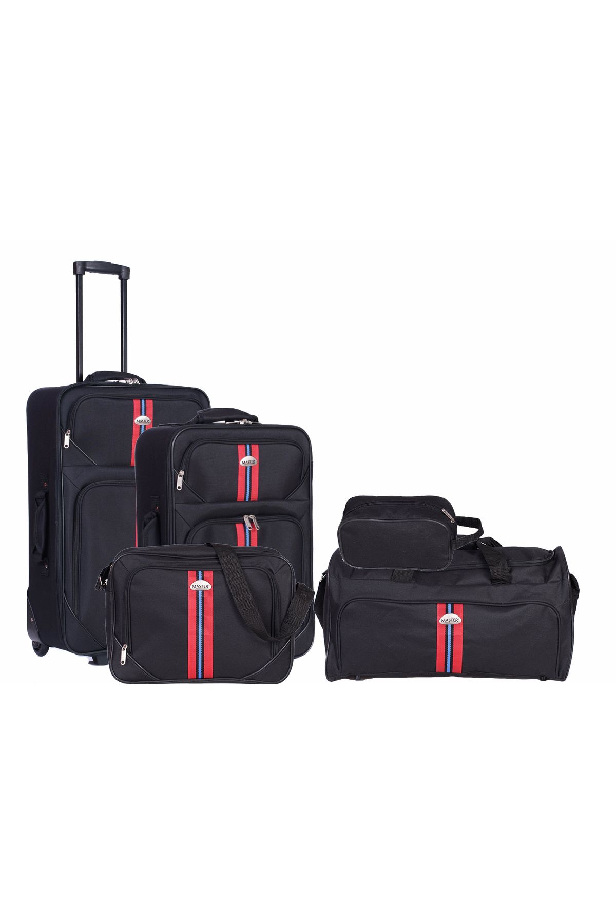 Master Set De 5 Penta, Trolley Mediu, Trolley Mic, Geantă De Călătorie, Geantă Avion, Geantă Cosmetice, Negru Unisex - Medium Size + Small (Carry-on)