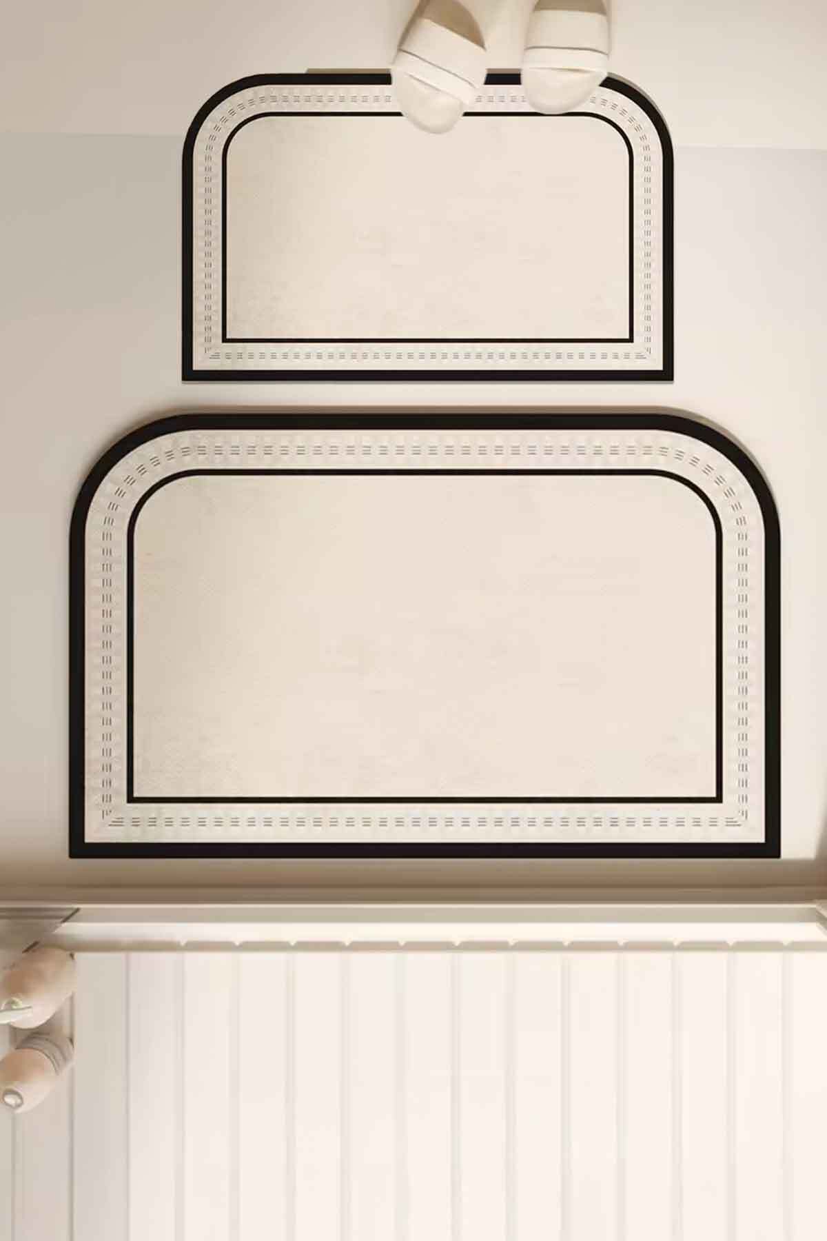 Decomia Home Dijital Kaymaz Yıkanabilir İkili Modern Banyo Paspası Banyo Halısı Banyo Dekor (40x60+60x90 cm)