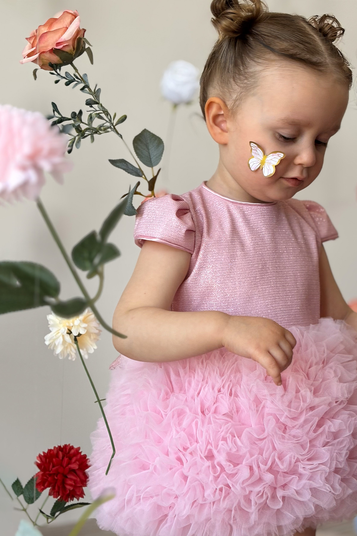 ALYRA Kız Bebek Elbise Kısa Kollu Tüllü Tütü Özel Gün Parti Doğum Günü Düğün Prenses Kız Çocuk Elbise fotoğrafı 2 (önizleme)