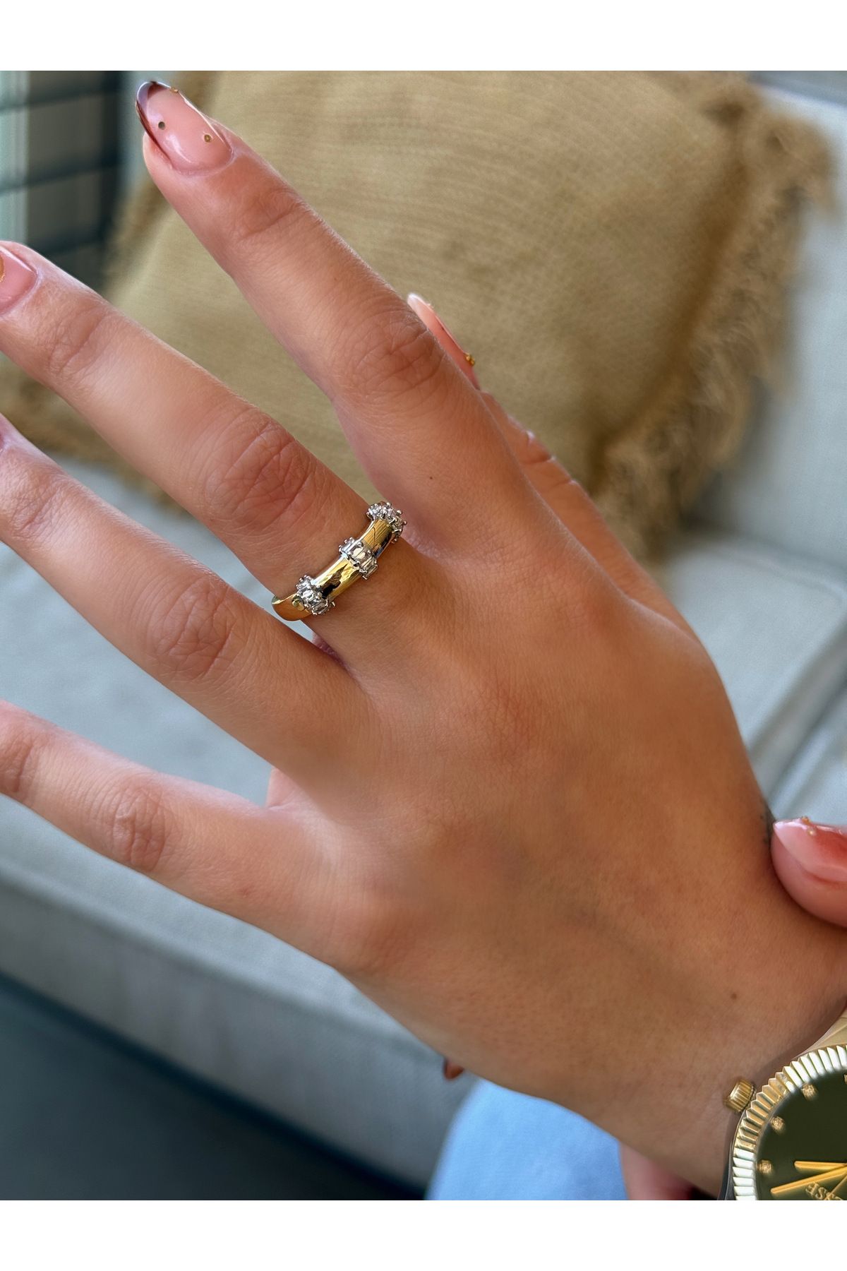 HeyYou Jewelry Ayarlanabilir goldgümüş yüzük