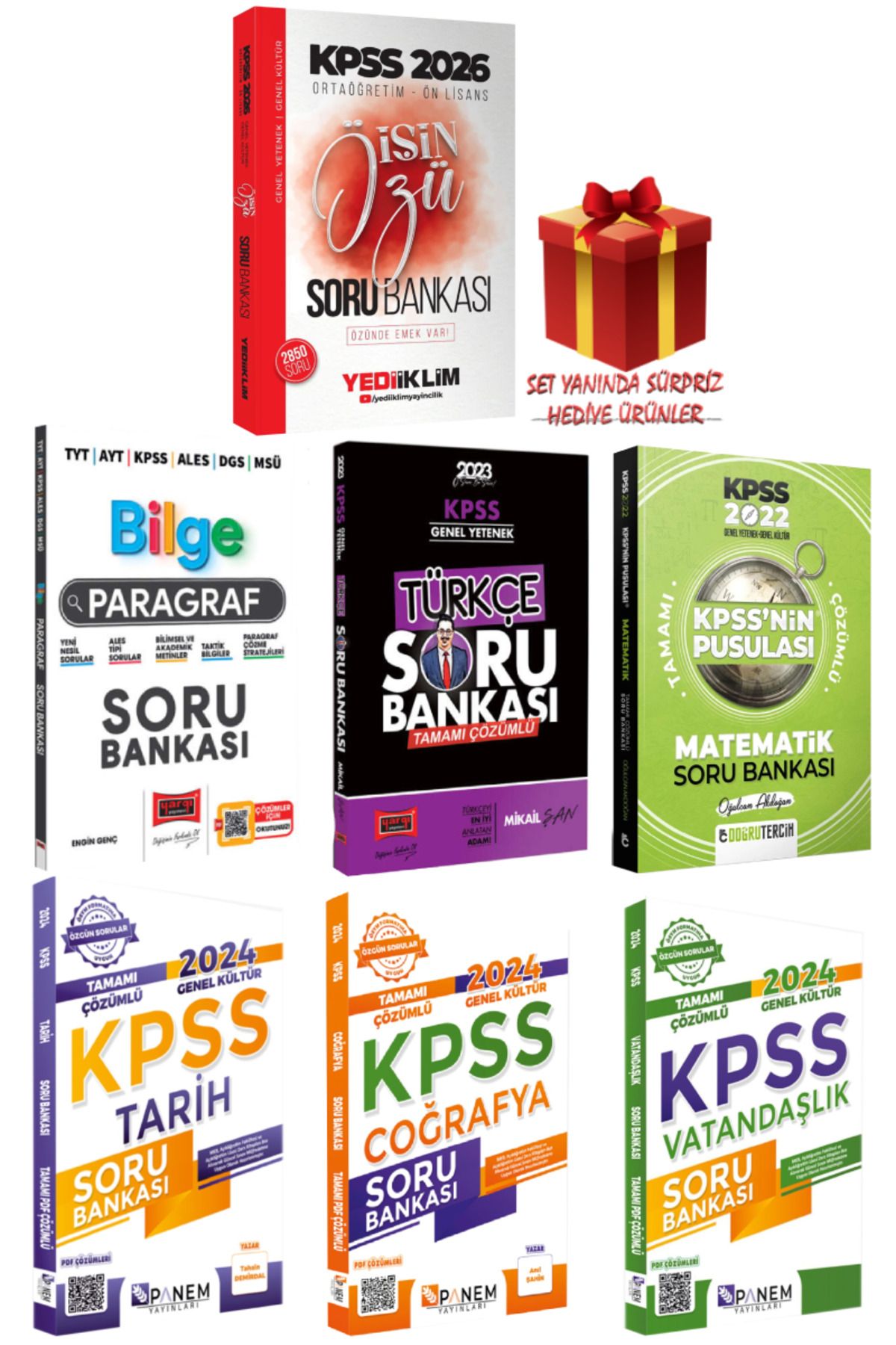 Yediiklim Yayınları 2026 KPSS Ortaöğretim-Ön Lisans Soru Bankası+Paragraf Türkçe Matematik Tarih Coğrafya Vatandaşlık SB