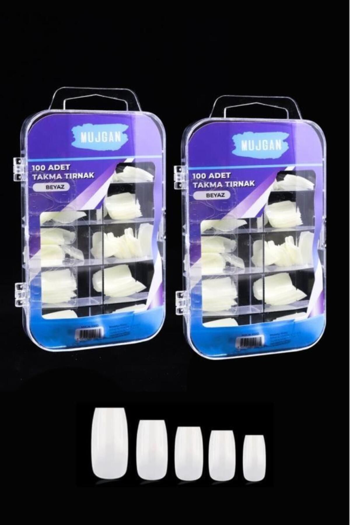 sanal trend 200 Adet Açık Beyaz Düz Model Takma Tırnak 2 Paket