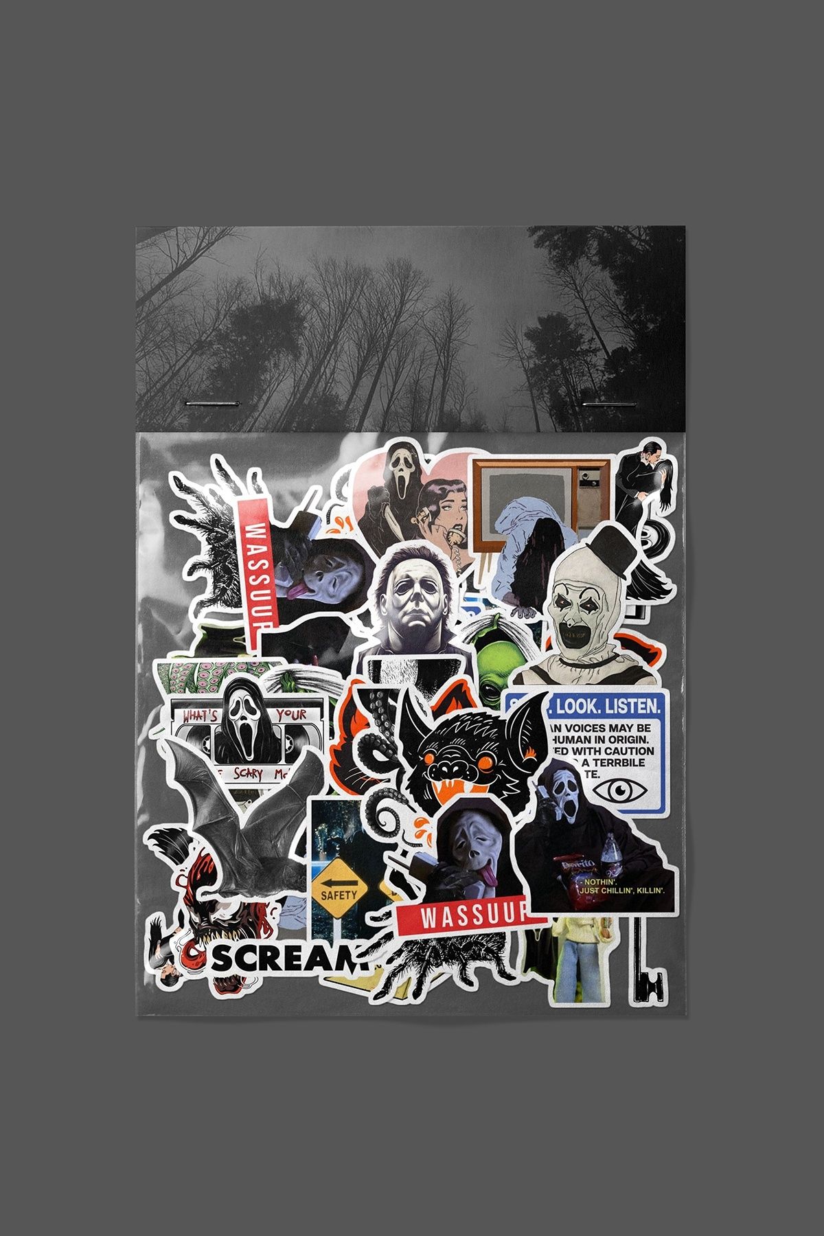 dadi ramba Scary Sticker paketi -Bullet Journal- Ajanda -Laptop Etiket Çıkartma