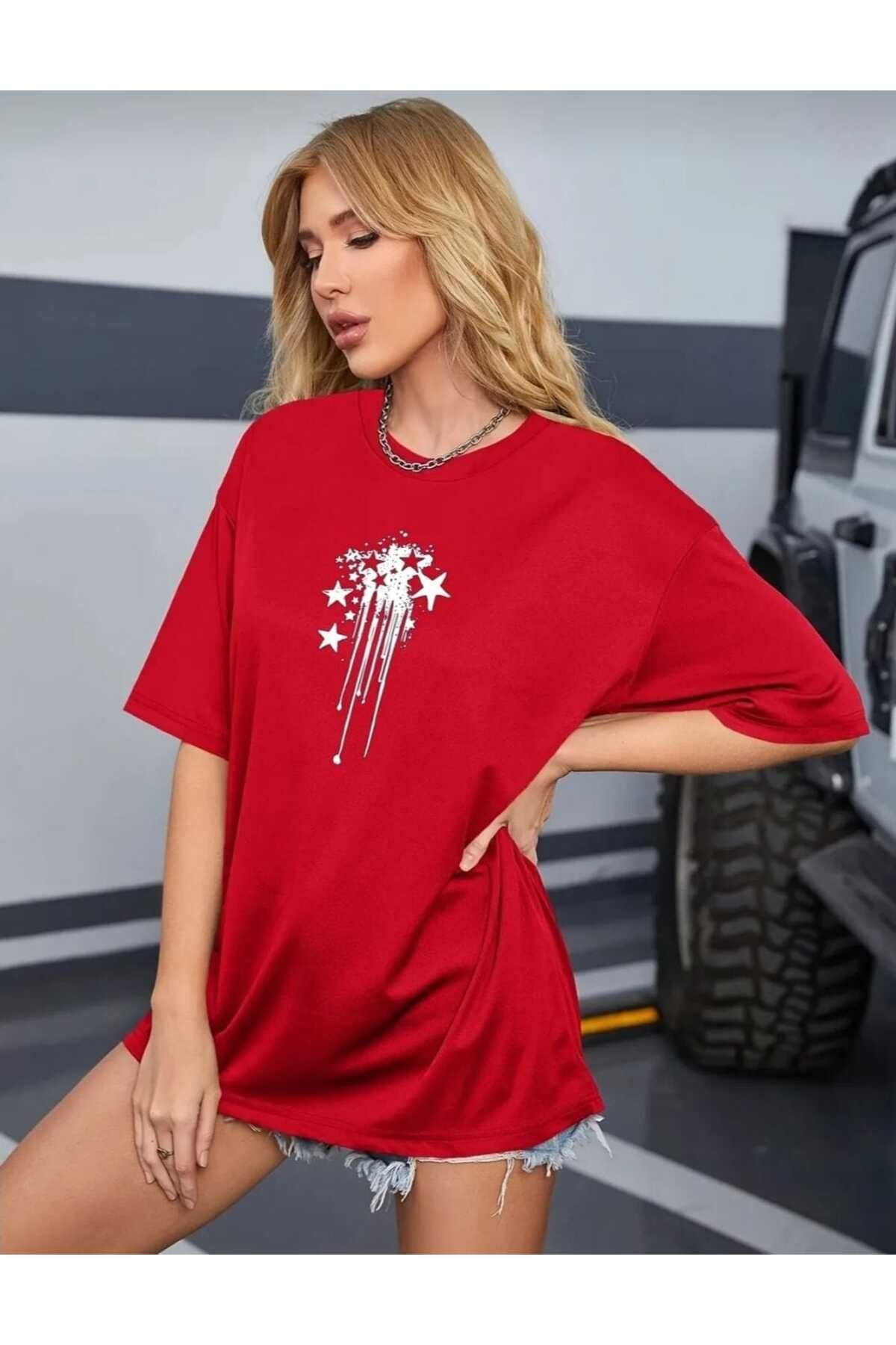 TekTarzz Sanatsal Yıldız Baskılı Tasarım Tshirt